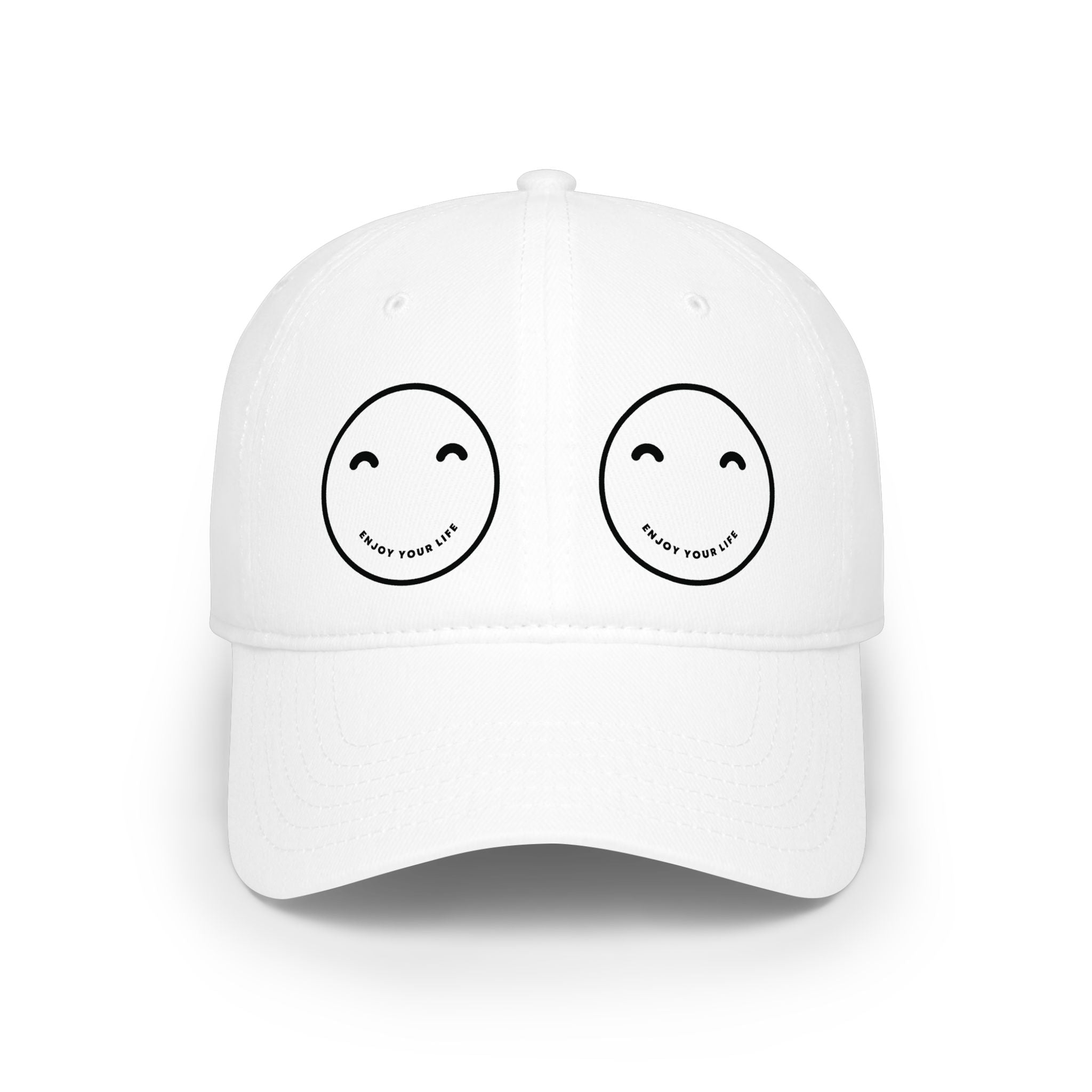 Smiley Eyes Red Baseball Cap — Cute Double Smile Face Hat