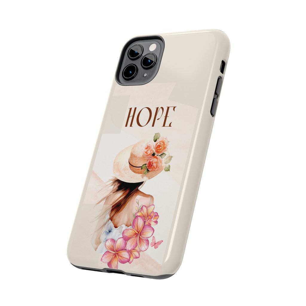 Hope Floral Tough Phone Case — Protective iPhone Case with Watercolor Girl & Flowers