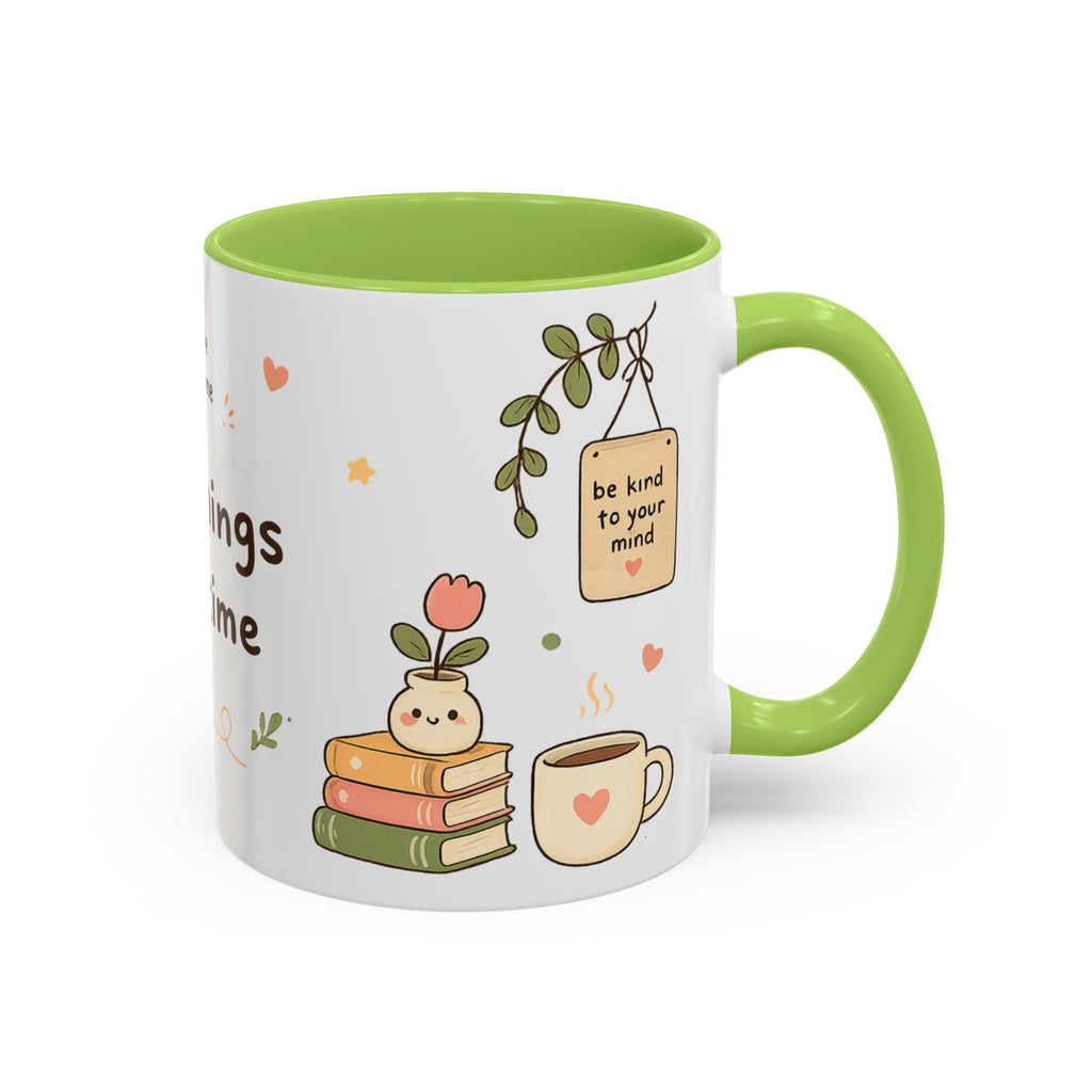 Inspirational Accent Coffee Mug — "Good Things Take Time" Motivational Ceramic Mug