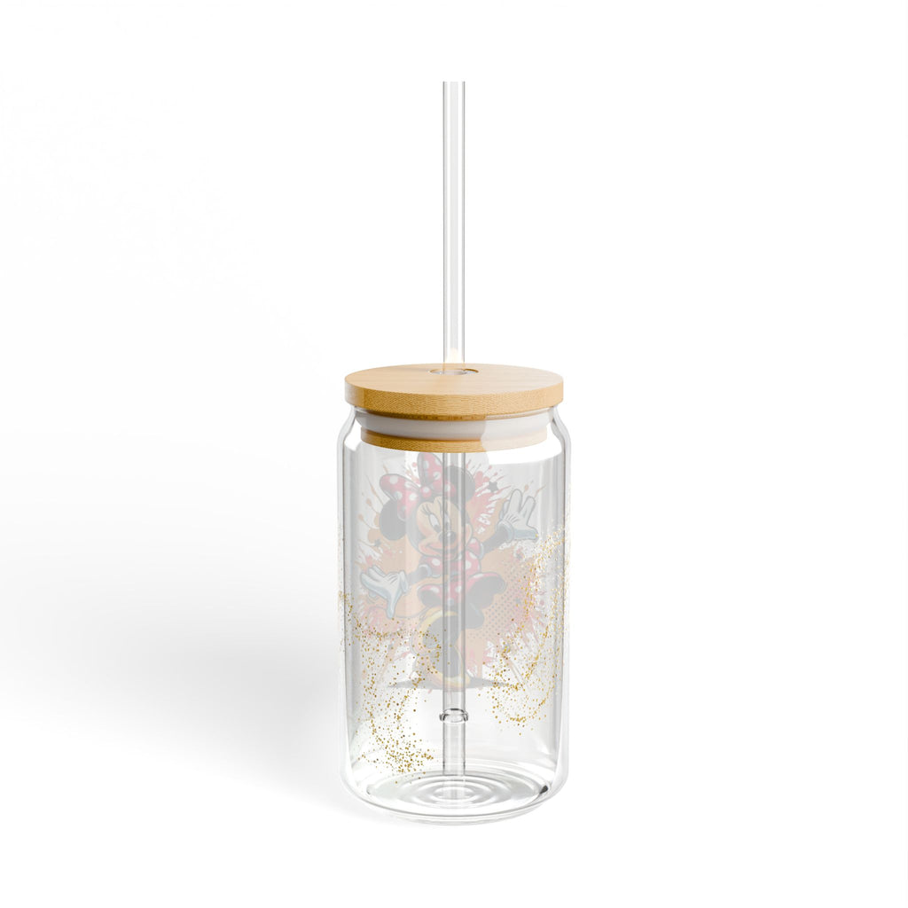 16oz Minnie Mouse Sipper Glass with Bamboo Lid & Straw – Cute Kids Drink Cup