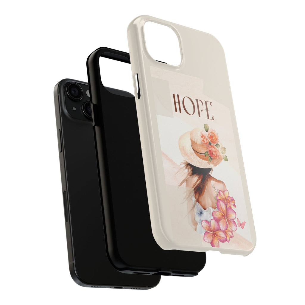 Hope Floral Tough Phone Case — Protective iPhone Case with Watercolor Girl & Flowers