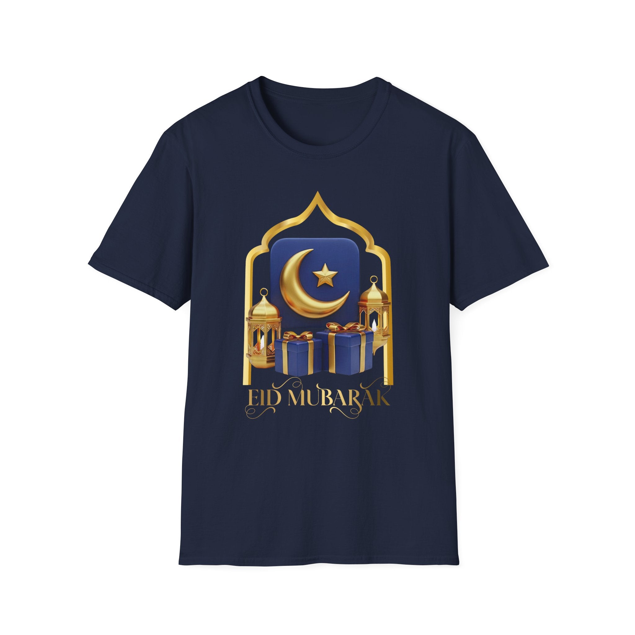 Eid Mubarak T-Shirt — Crescent Moon & Mosque Graphic