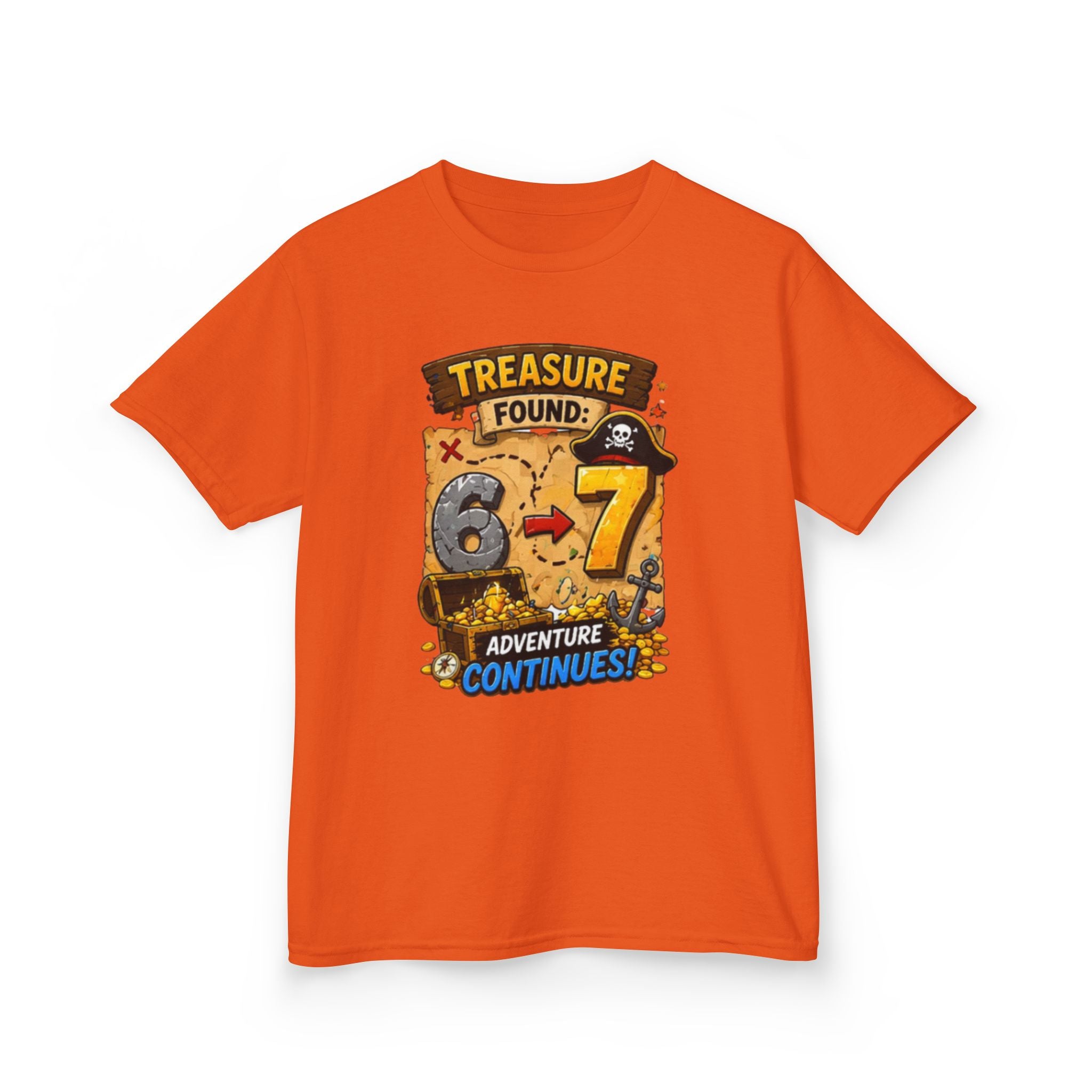 Kids T-Shirt - "Treasure Found: 6-7 Adventure Continues" Pirate Birthday Tee