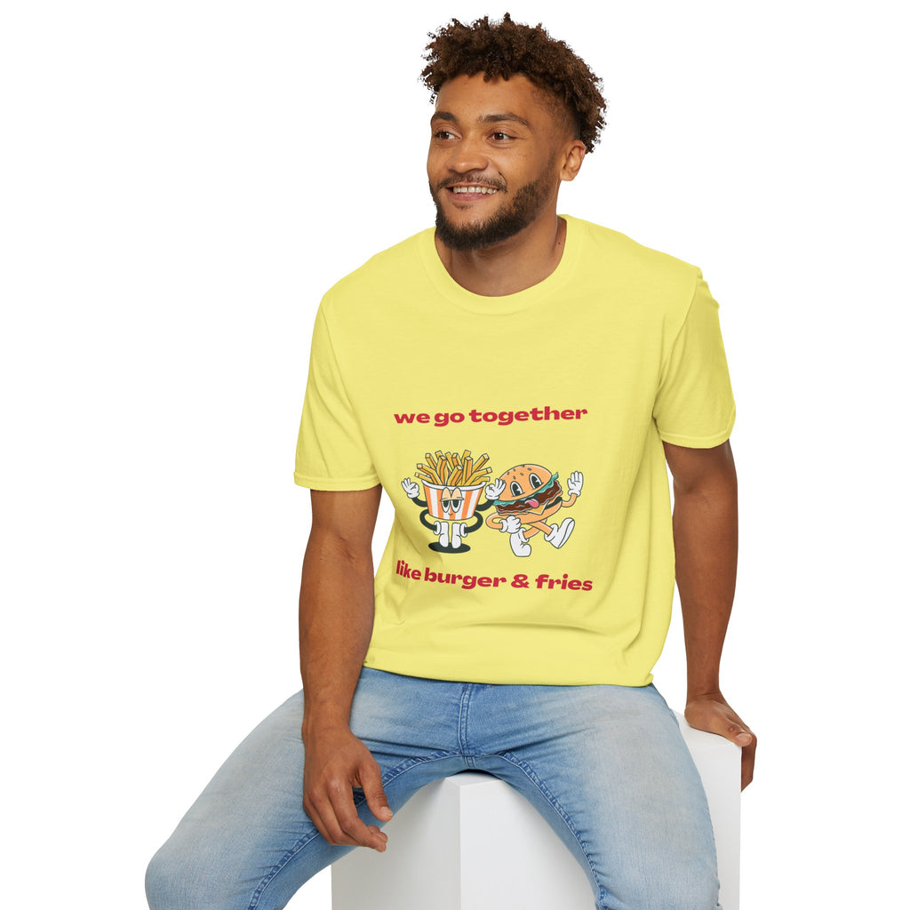 Burger & Fries Graphic T-Shirt — "We Go Together" Cute Matching Tee