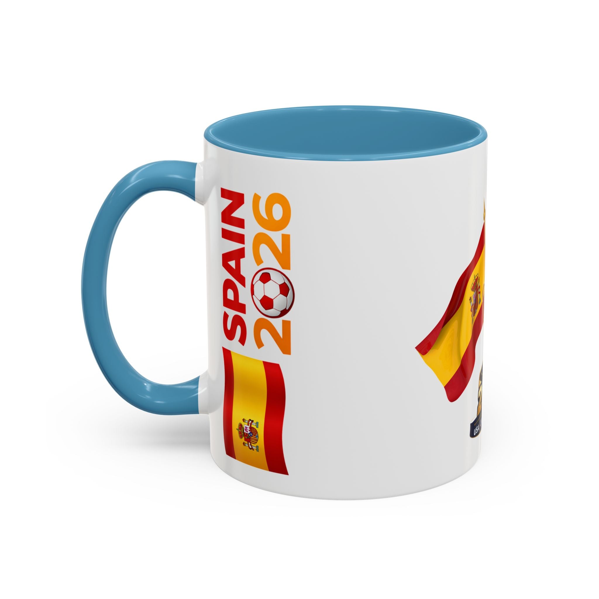 Spain 2026 Soccer Trophy Accent Coffee Mug — Spain Flag Football Fan Gift (11/15oz)