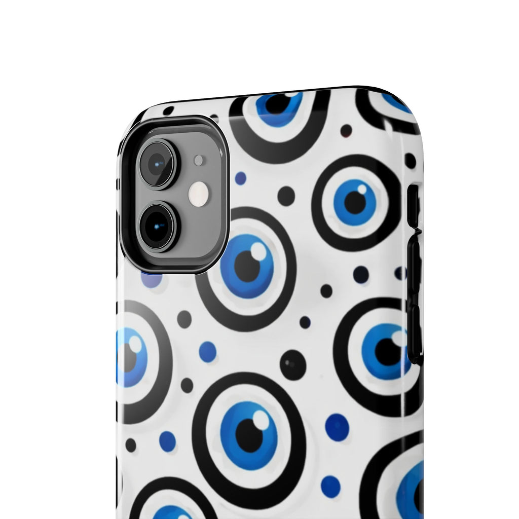 Blue Evil Eye Pattern Tough Phone Case — Protective Ceramic Nazar Design