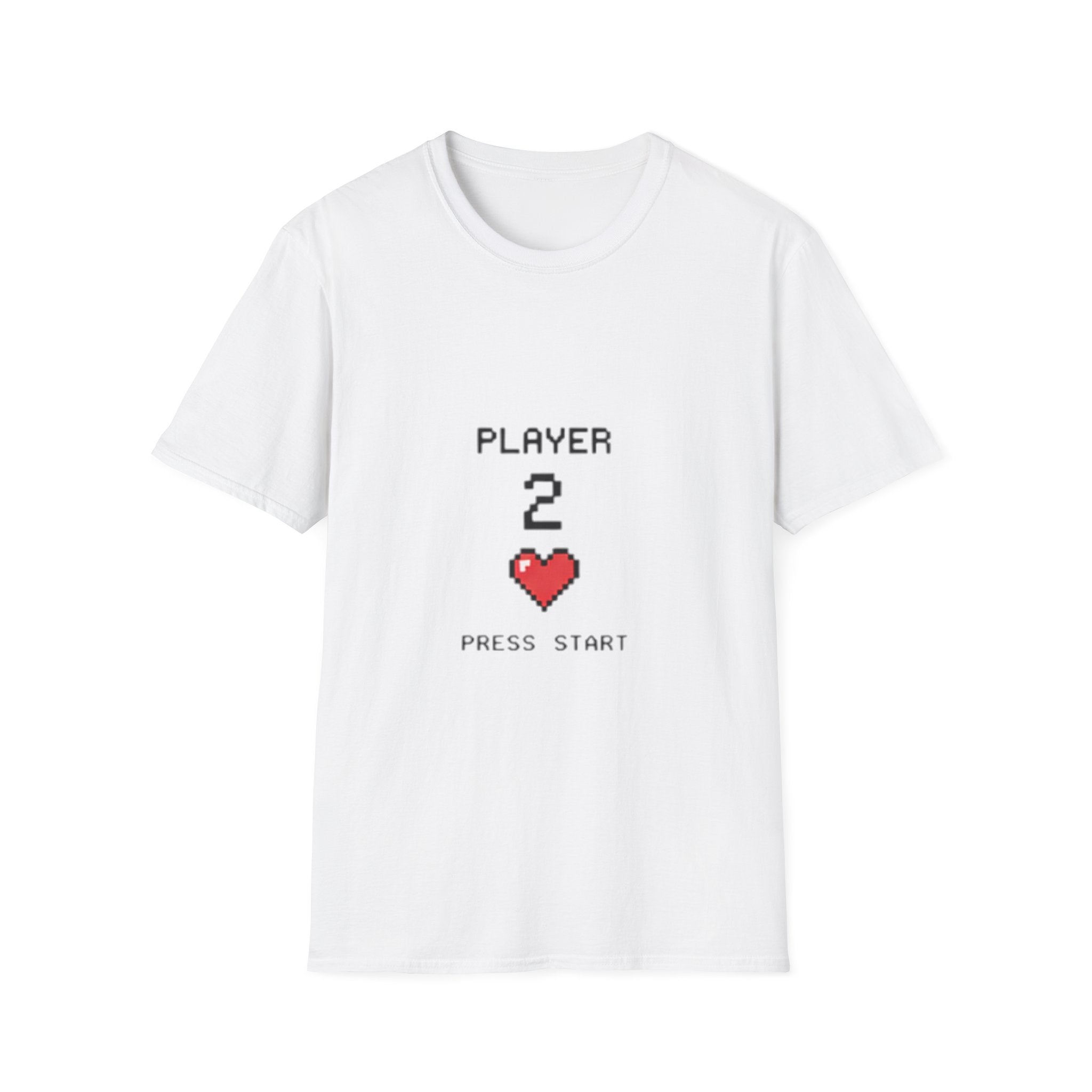 Player 2 T-Shirt — Cute Gaming 'Player 2' Tee with Heart (Perfect for Partners & Expecting Parents)