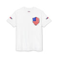USA 2026 Patriotic T-Shirt — American Flag Shield Design