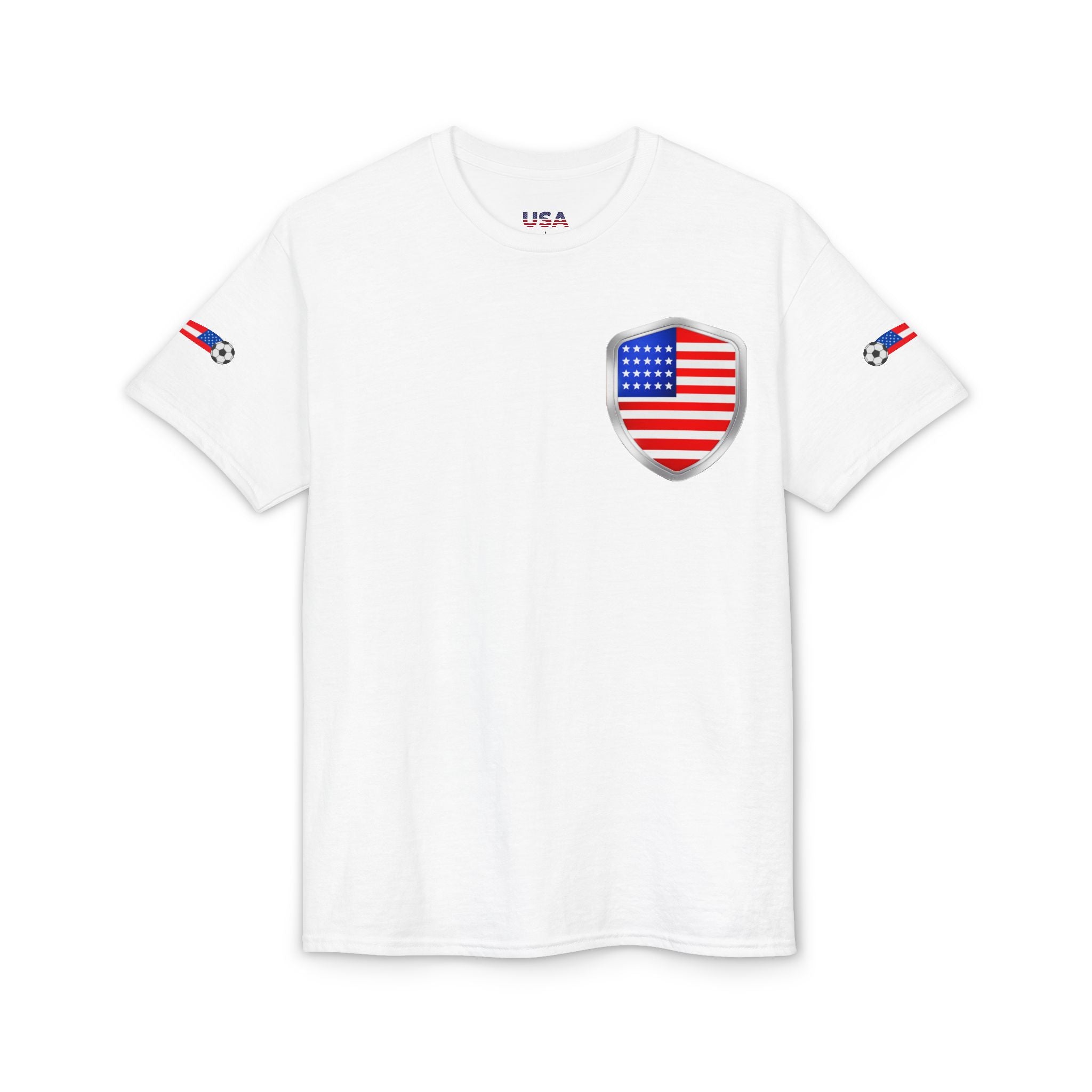 USA 2026 Patriotic T-Shirt — American Flag Shield Design
