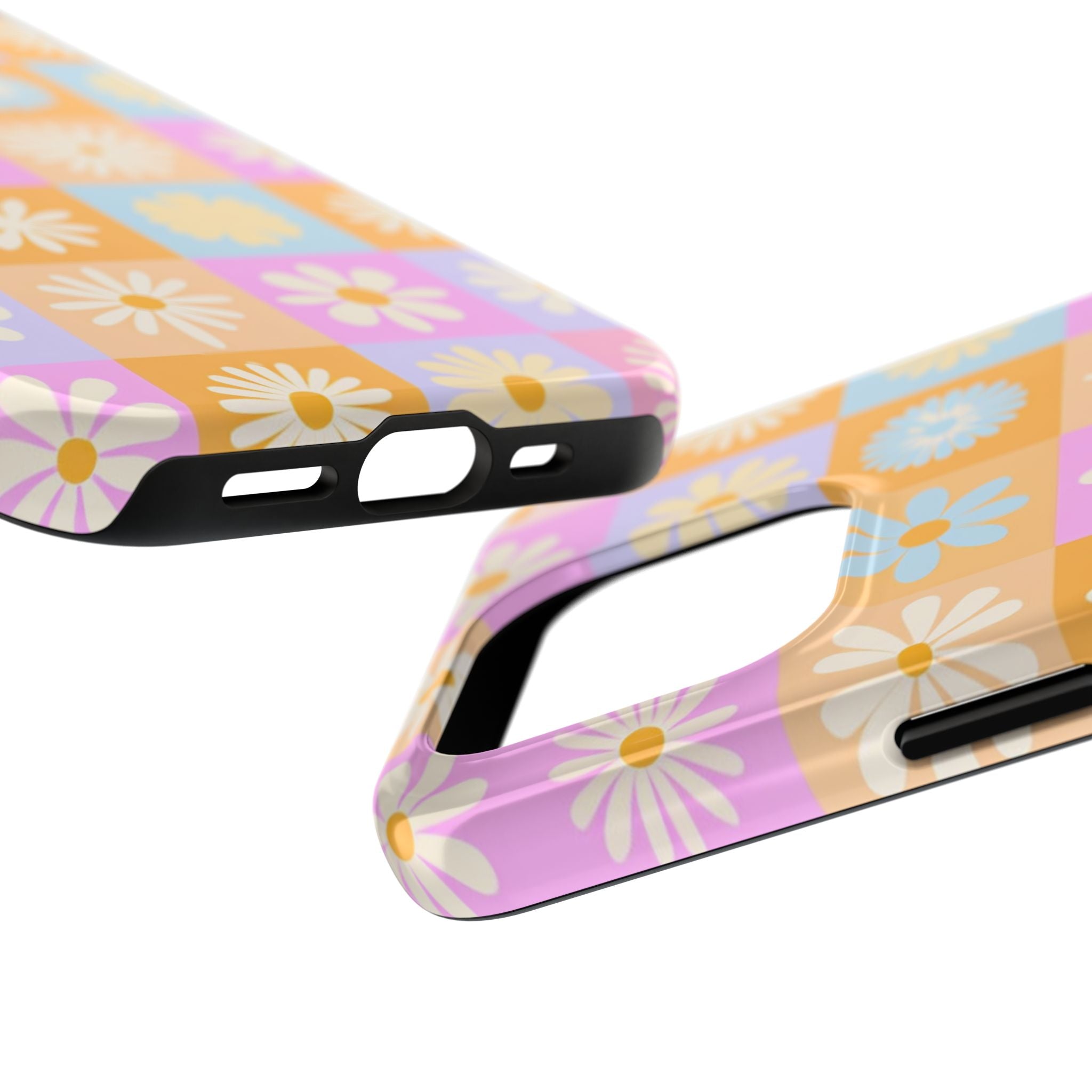 Daisy Check Tough Phone Case – Retro Pastel Floral iPhone Cover