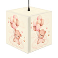 Teddy Bear Balloon Cube Lamp — Pink Nursery Light