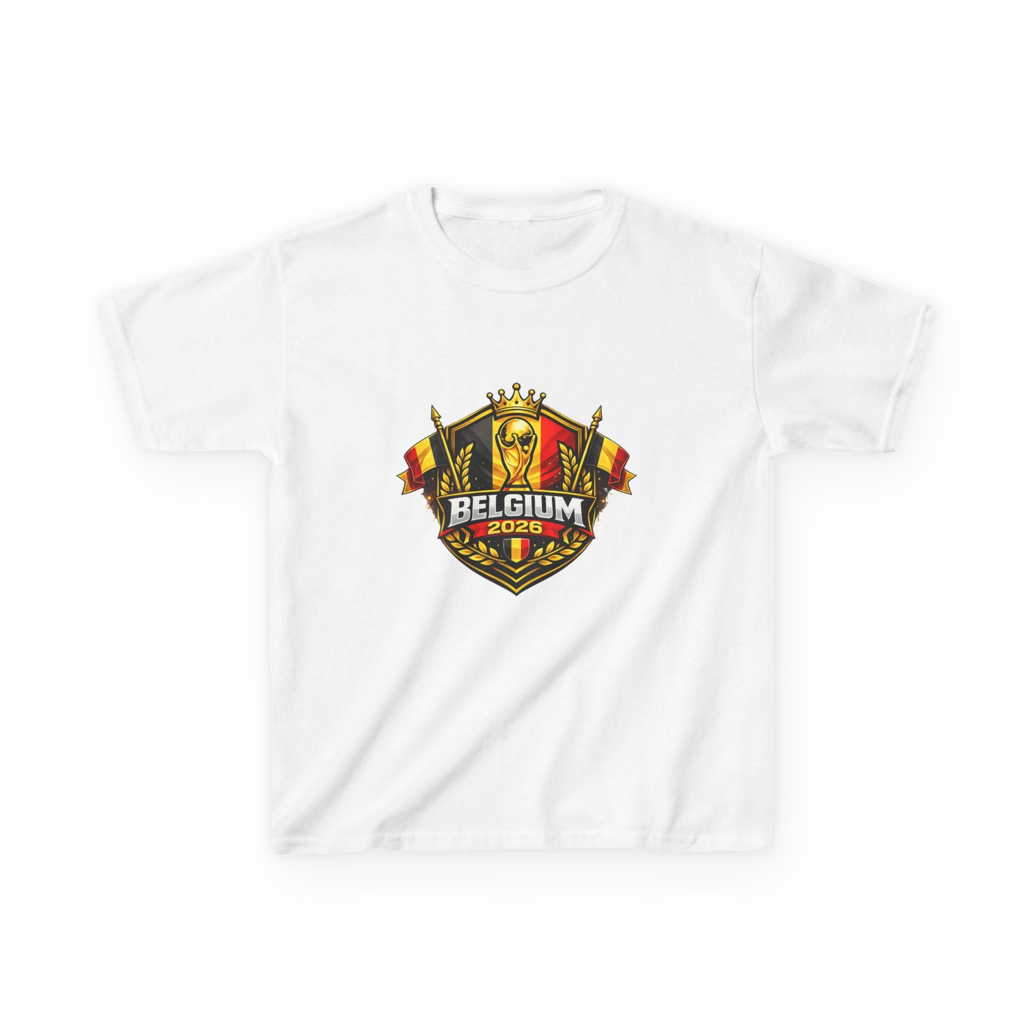 Belgium Soccer Kids T‑Shirt — World Cup 2026 Crest & Flag Tee