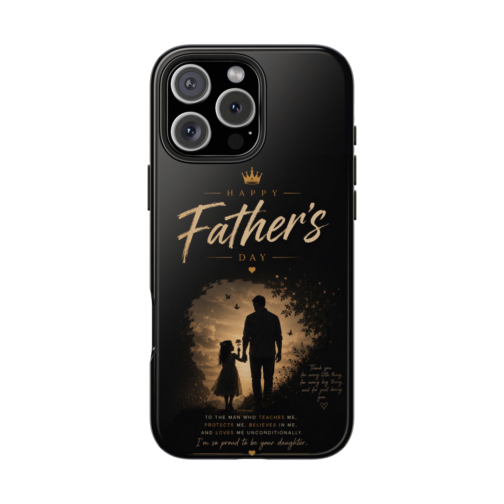 Father's Day Tough Phone Case — 'Happy Father's Day' Silhouette Design