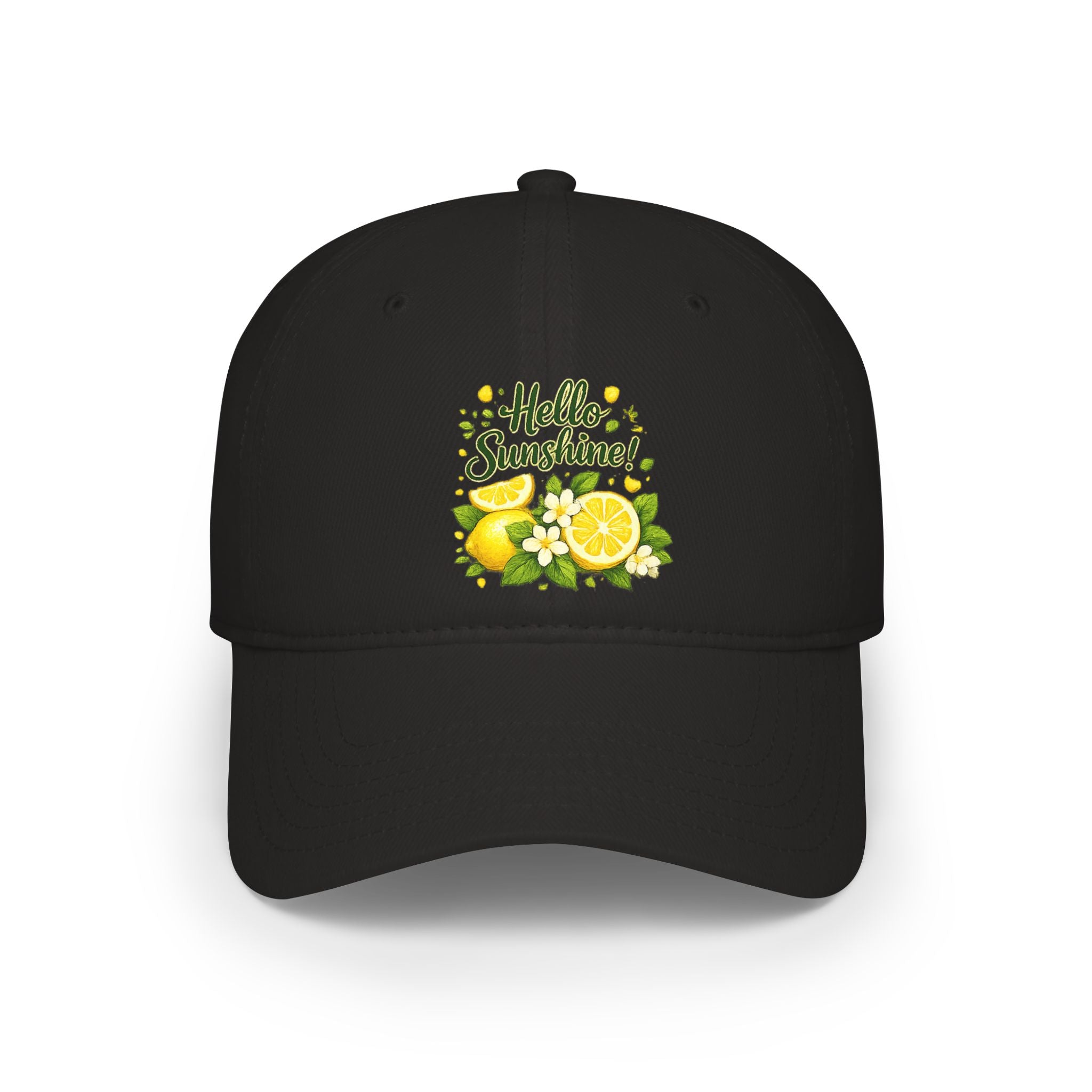 Hello Sunshine Lemon Dad Hat — Bright Floral Baseball Cap