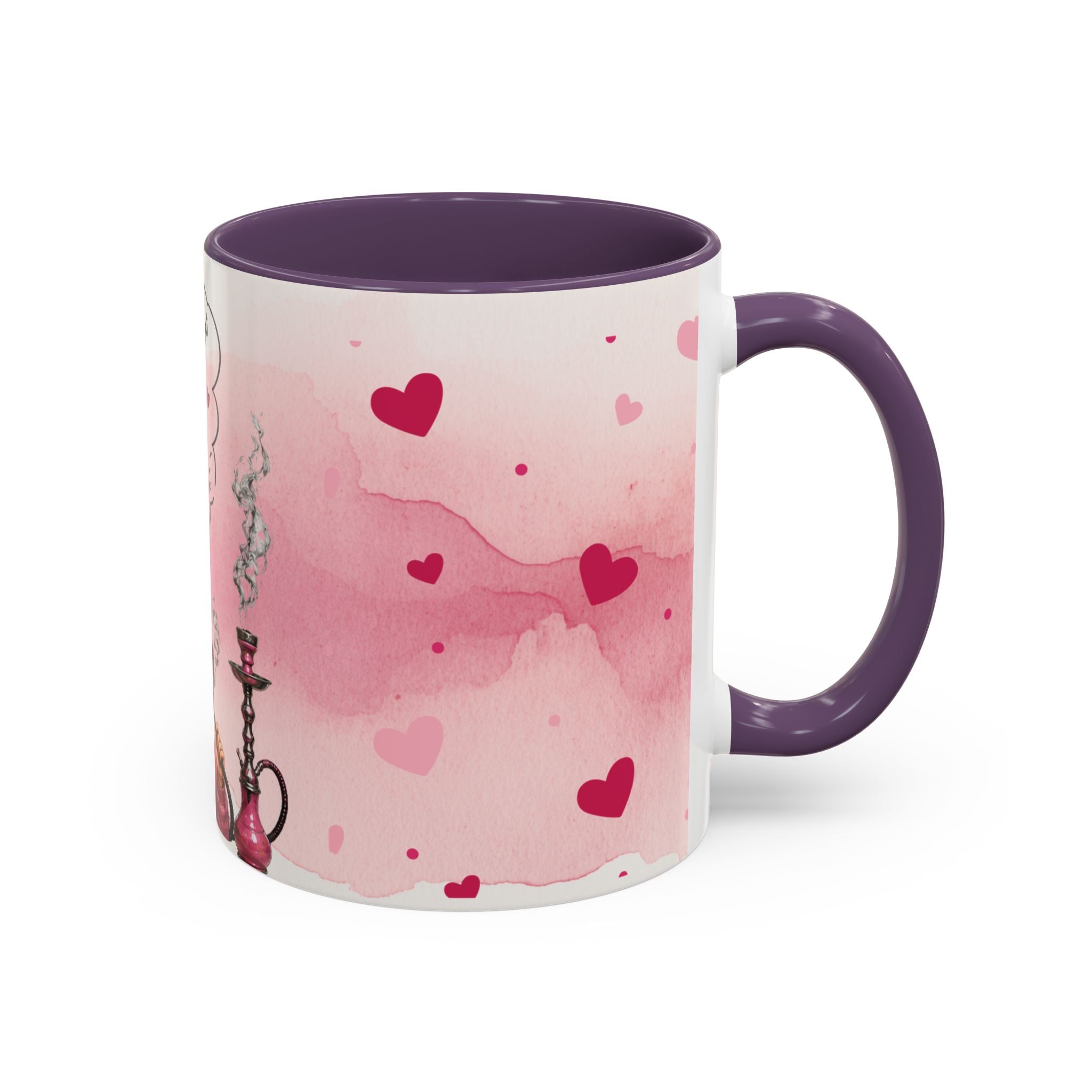 Accent Coffee Mug - Cute Pink Shisha Girl with Arabic Quote Hookah mug