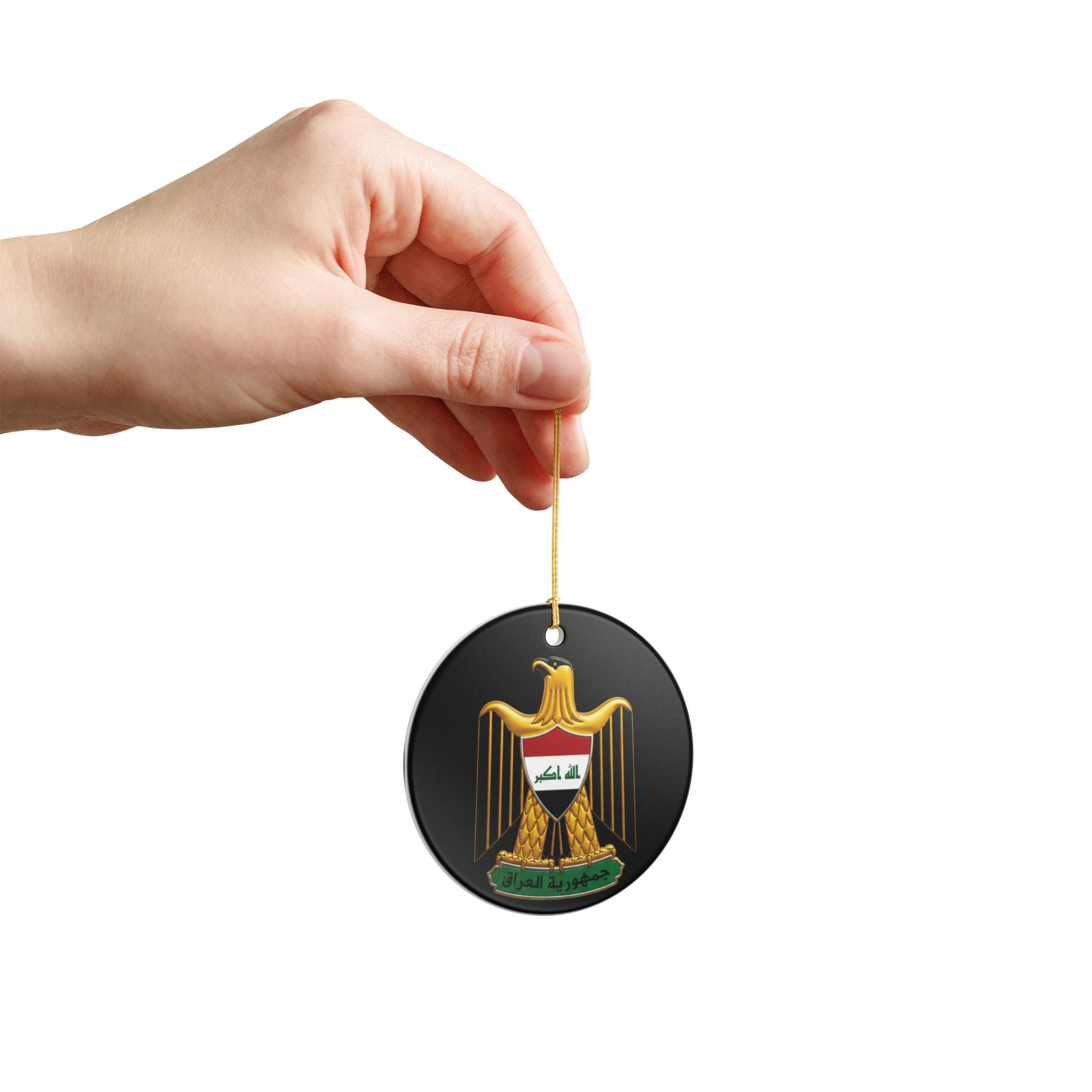 Ceramic Ornament — Gold Eagle Emblem on Black
