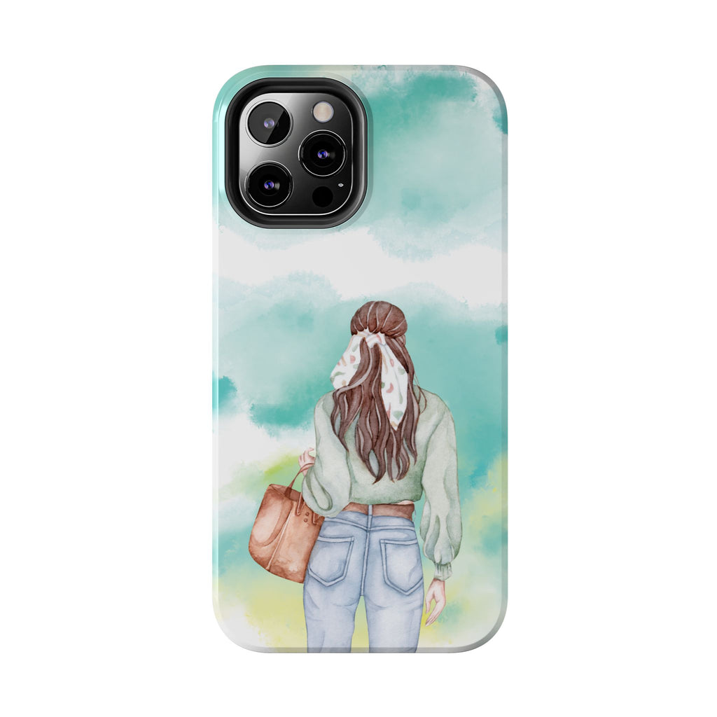 Watercolor Girl Tough Phone Case — Trendy Pastel Back-to-School Protective Cover