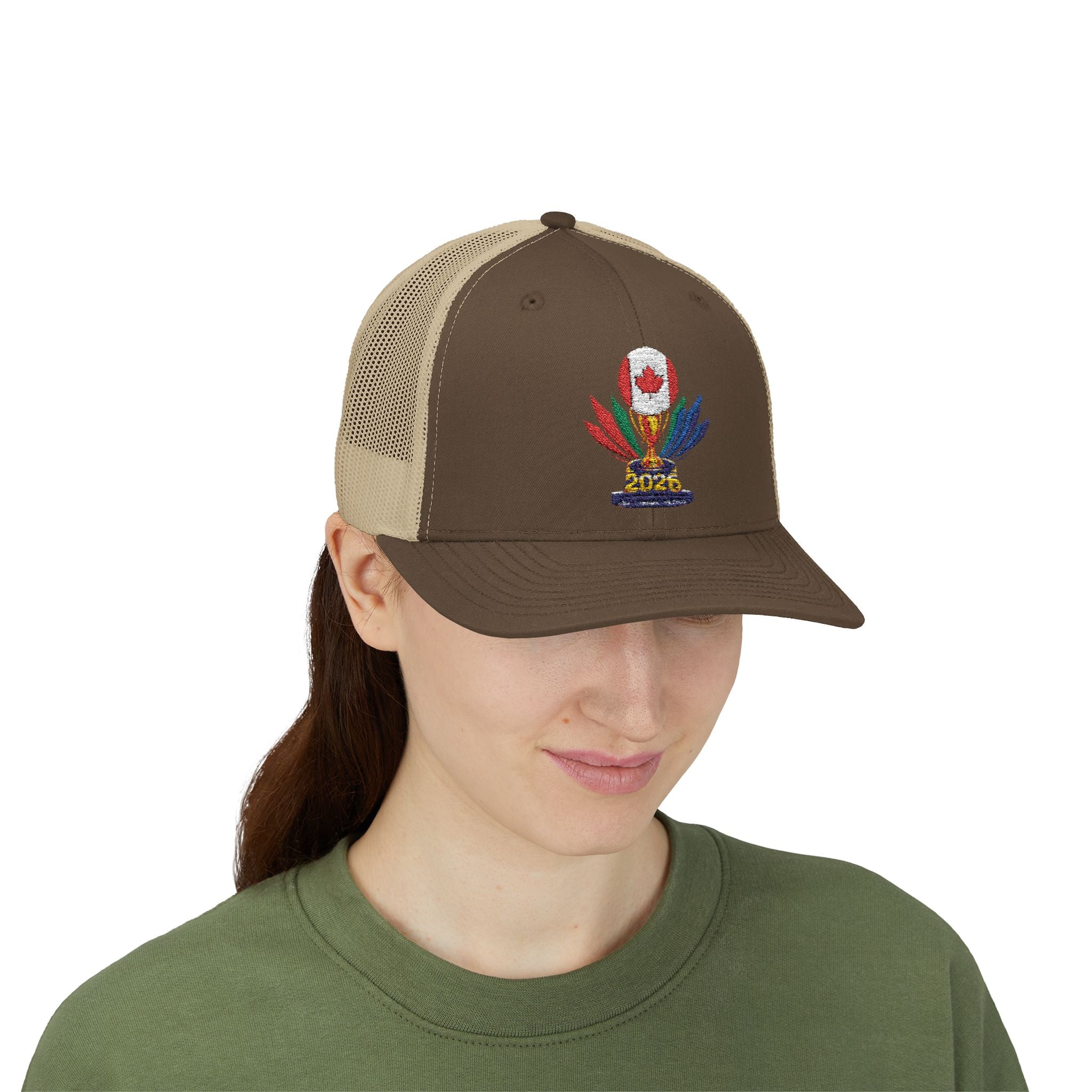 Embroidered Colorful Trophy Trucker Cap - Snapback Mesh Hat