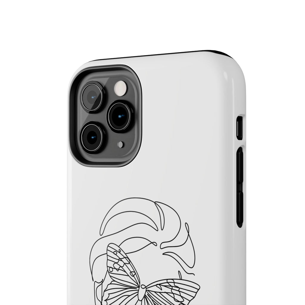 Butterfly Line Art Tough Phone Case — Minimalist Woman Face Design