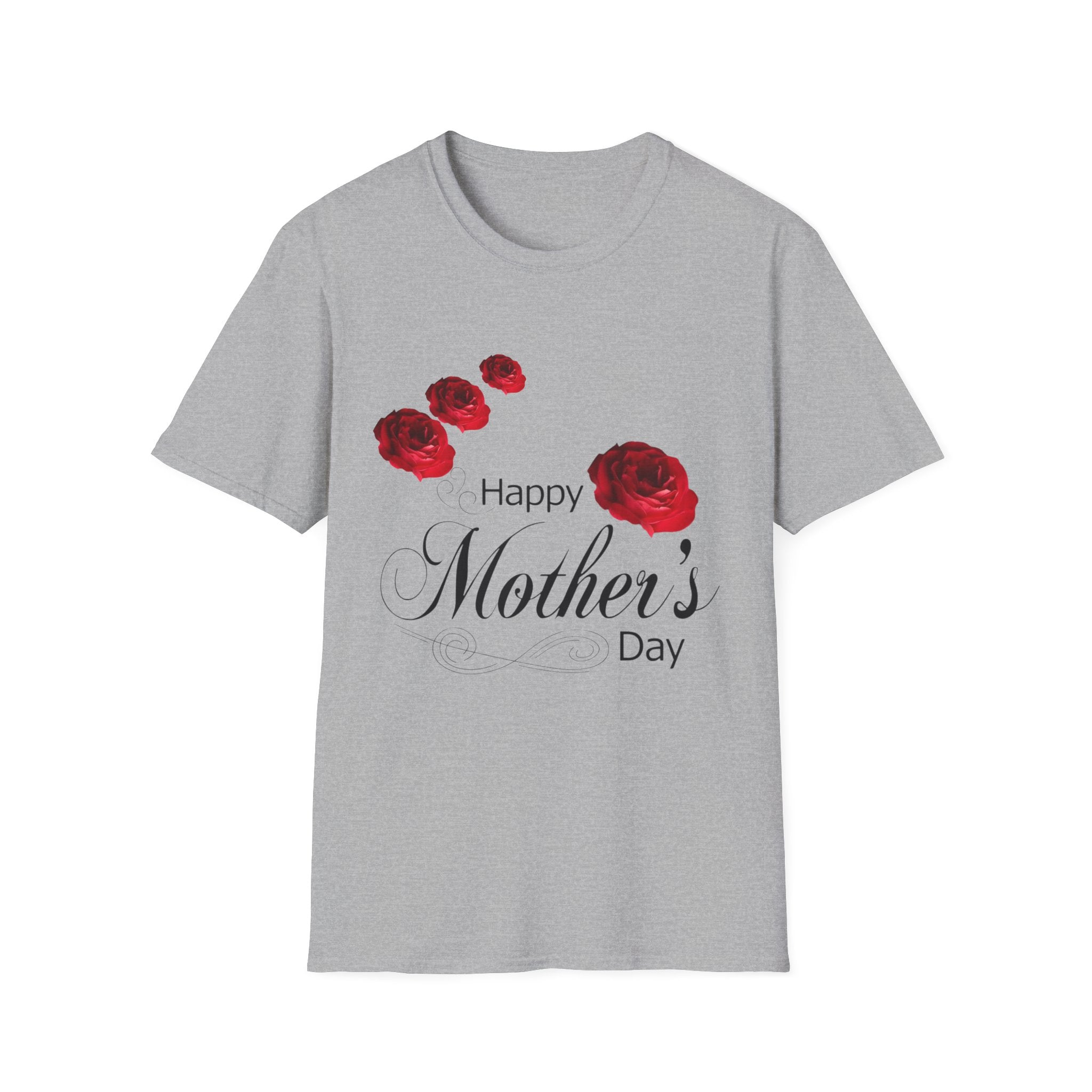 Mother's Day T-Shirt — "Happy Mother's Day" Red Rose Floral Tee
