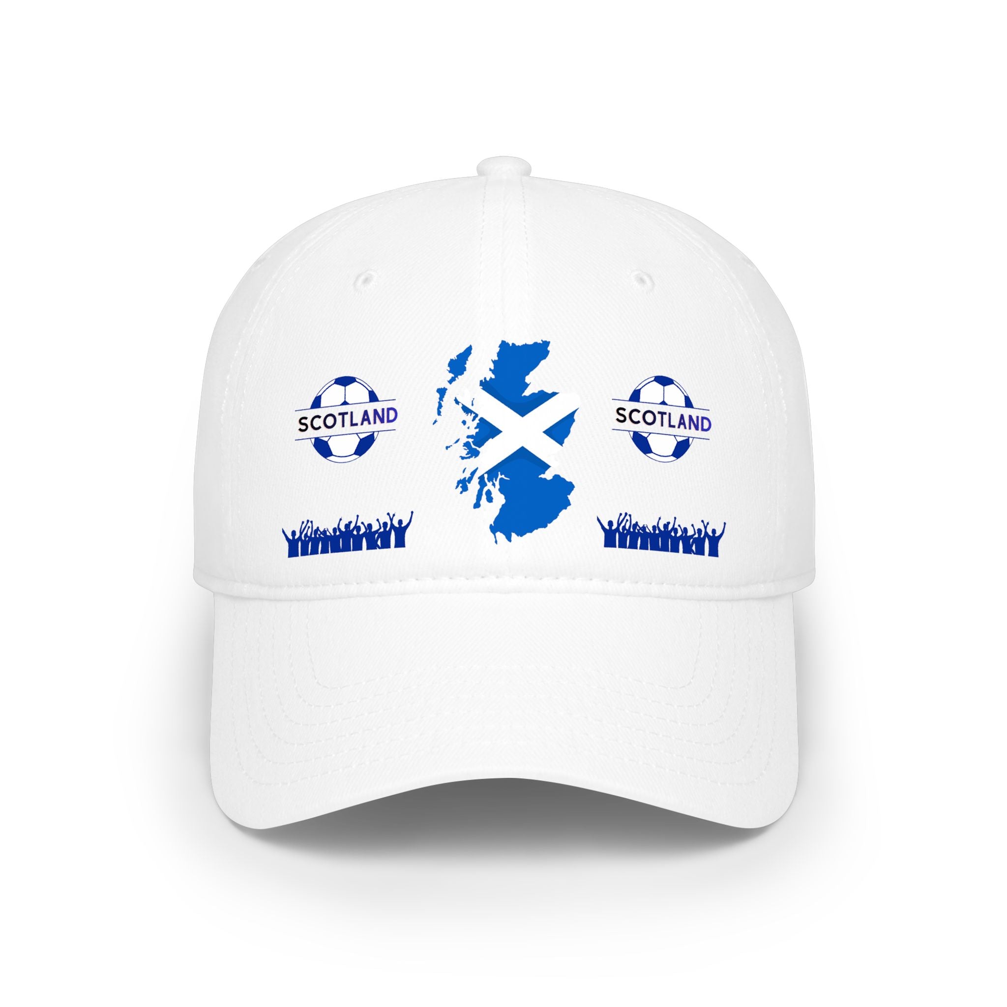 Scotland Soccer Fan Cap — Scottish Flag & Football Silhouette Low Profile Baseball Hat