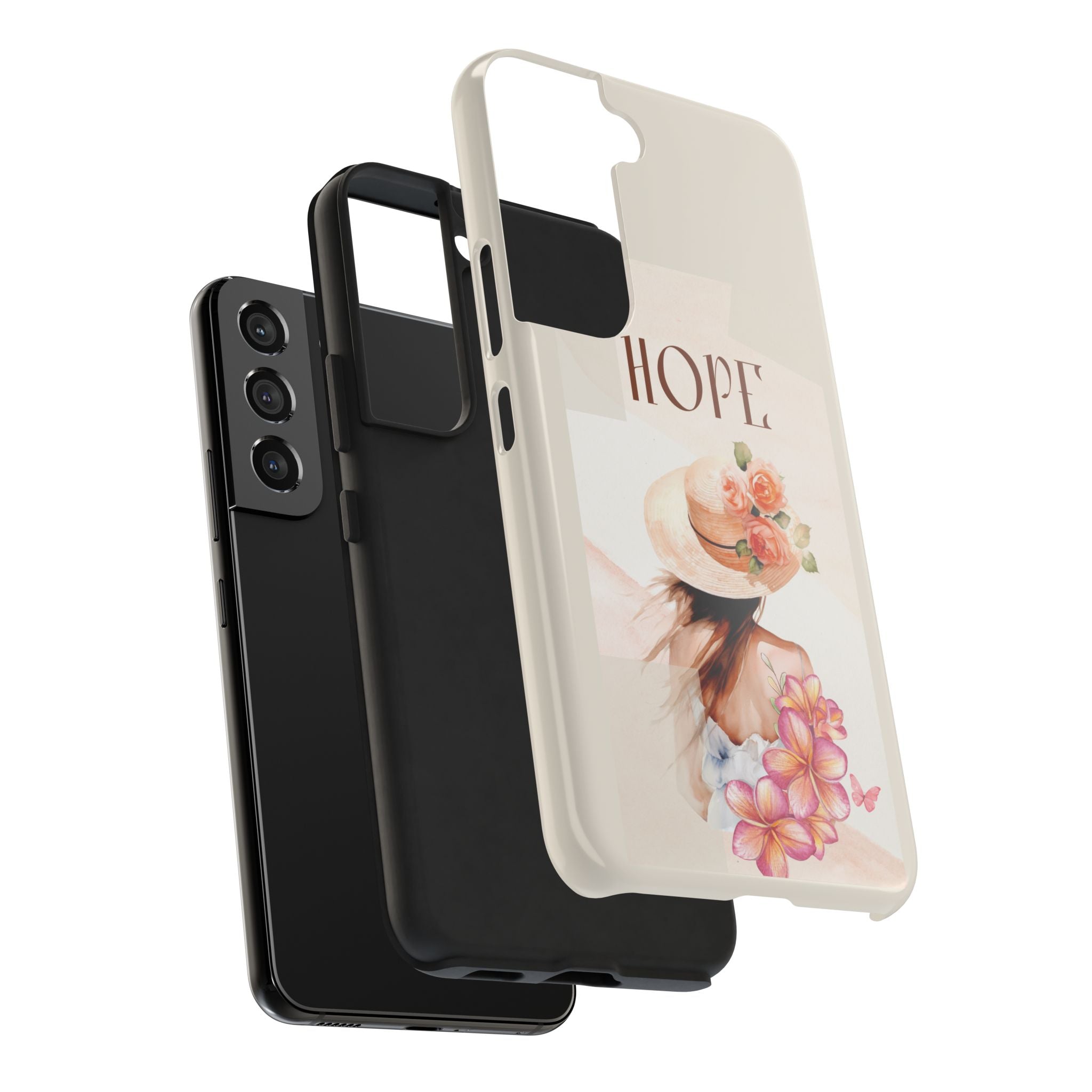 Hope Floral Tough Phone Case — Protective iPhone Case with Watercolor Girl & Flowers