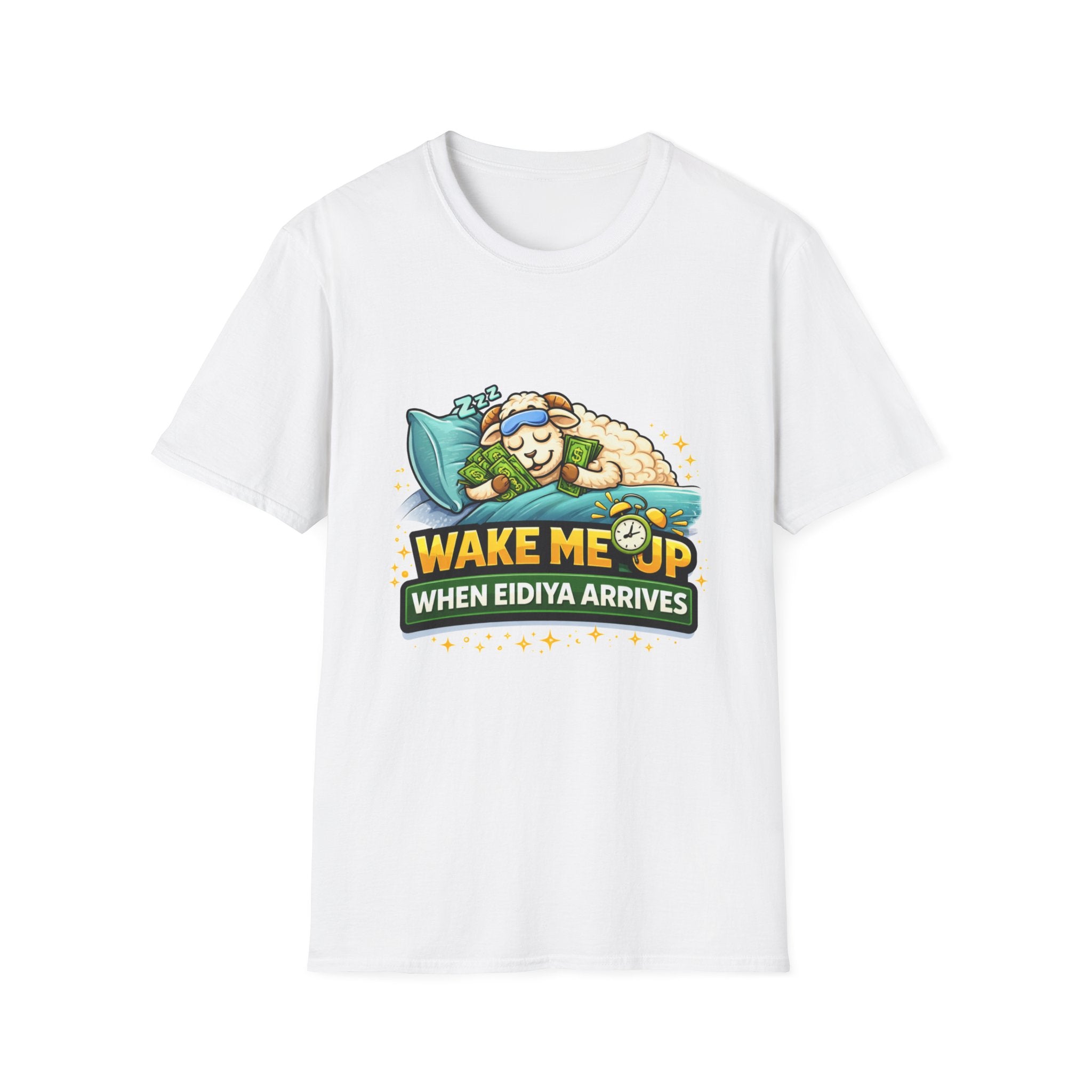 T-Shirt — "Wake Me Up When Eidiya Arrives" Cute Sleepy Sheep Graphic Tee