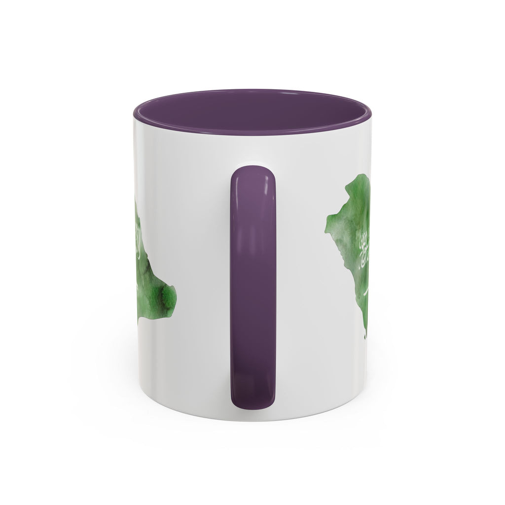 Saudi Arabia Flag Map Accent Coffee Mug — Green Watercolor Saudi Map (11/15oz)