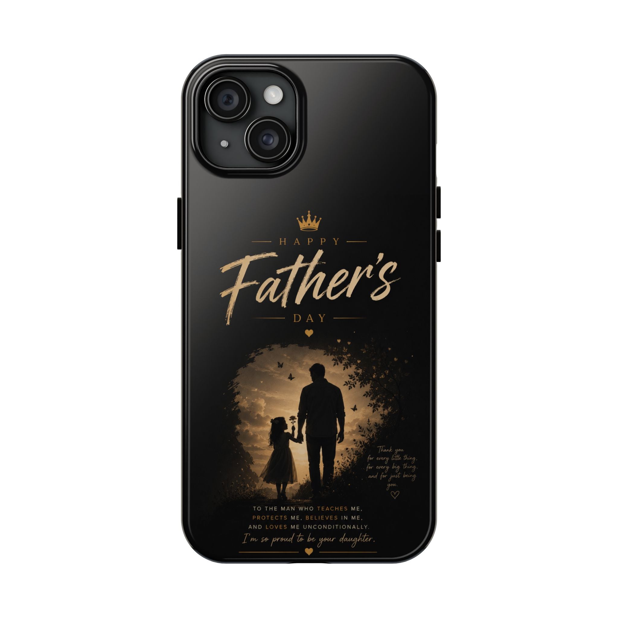 Father's Day Tough Phone Case — 'Happy Father's Day' Silhouette Design