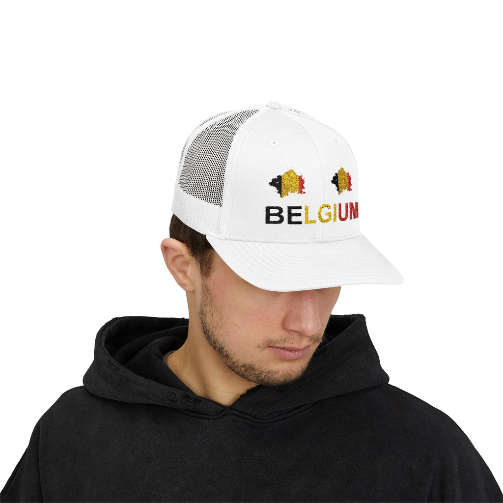 Belgium Flag Trucker Cap — Embroidered 'BELGIUM' Snapback Hat