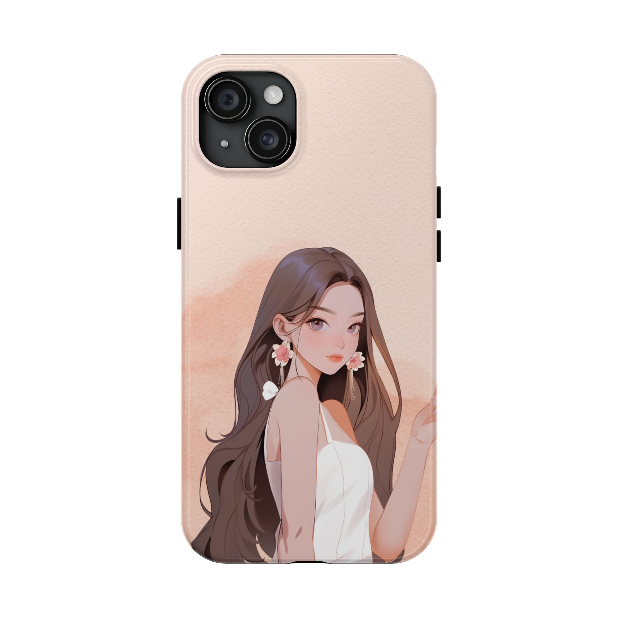 Tough Phone Case — Elegant Anime Girl Illustration, Protective Slim Phone Cover