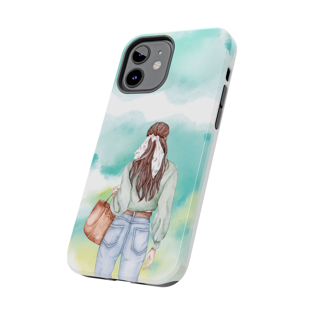 Watercolor Girl Tough Phone Case — Trendy Pastel Back-to-School Protective Cover