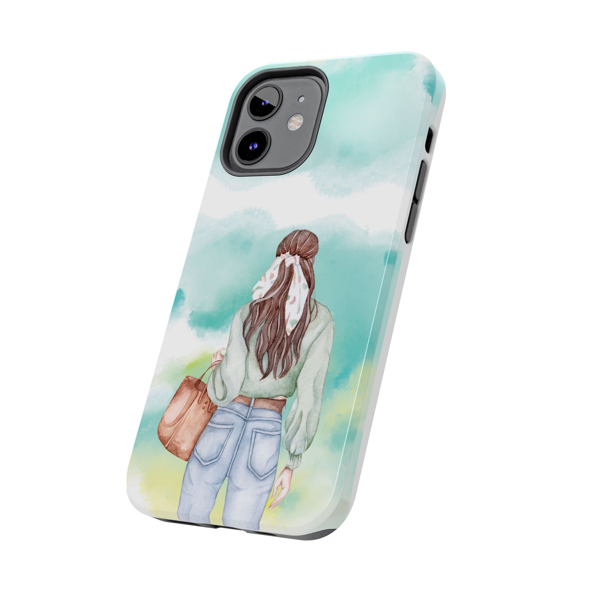 Watercolor Girl Tough Phone Case — Trendy Pastel Back-to-School Protective Cover