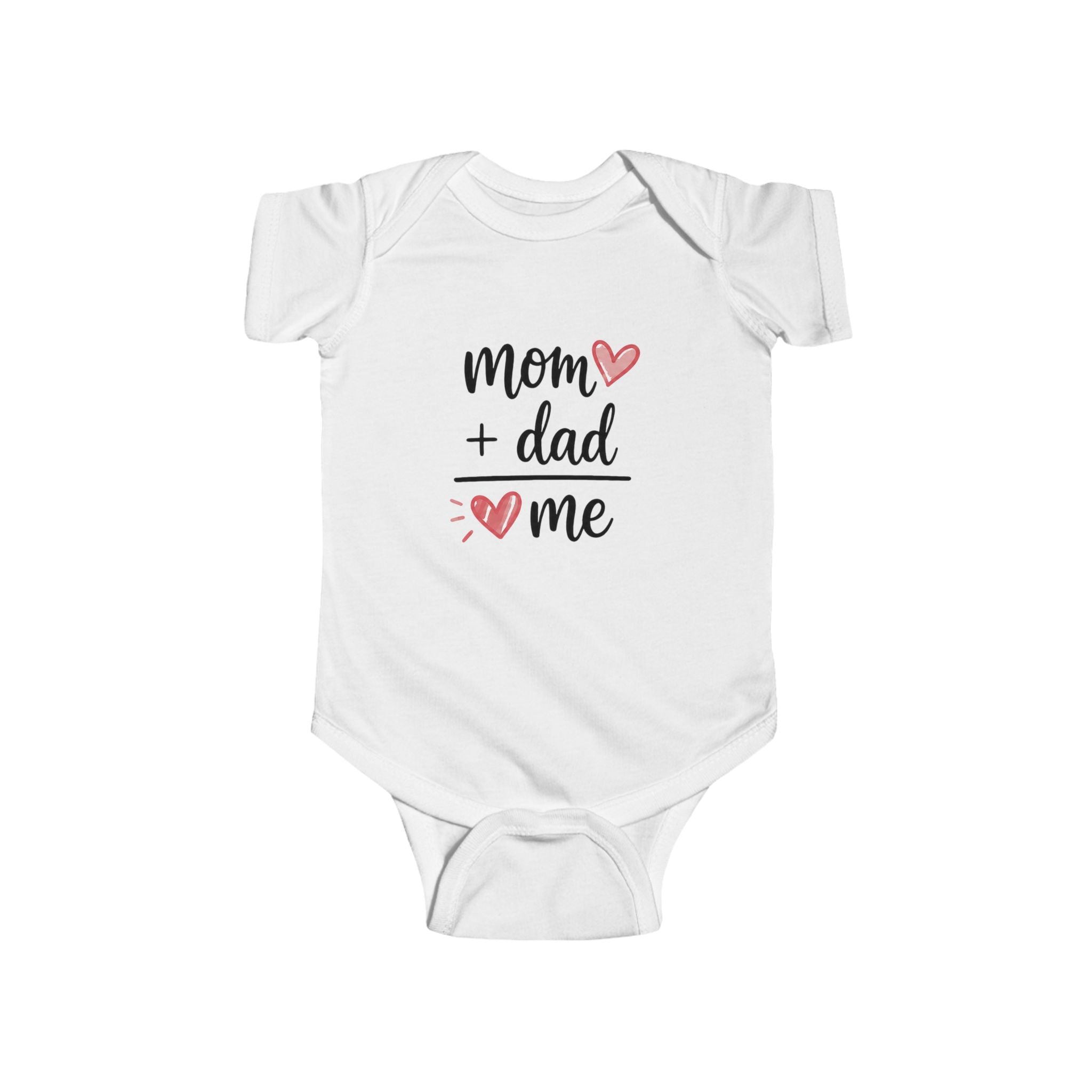 Infant Bodysuit — "Mom + Dad = Me" Heart Baby One-Piece