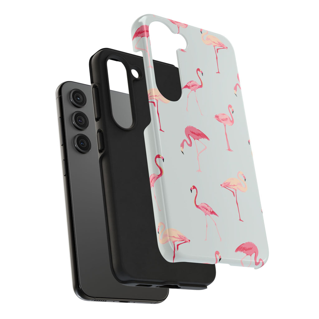Flamingo Pattern Tough Phone Case — Cute Pink Birds Protective Phone Cover