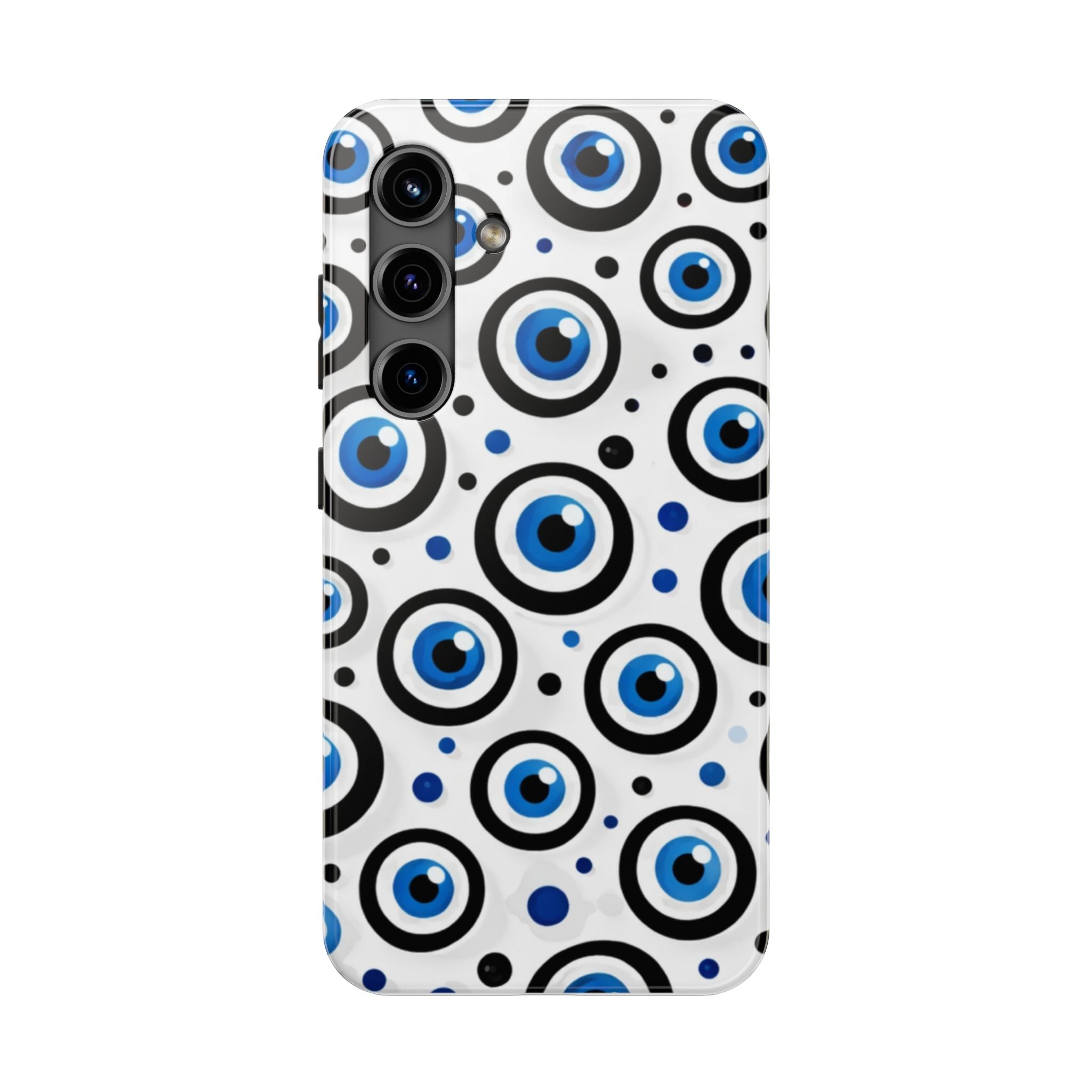 Blue Evil Eye Pattern Tough Phone Case — Protective Ceramic Nazar Design