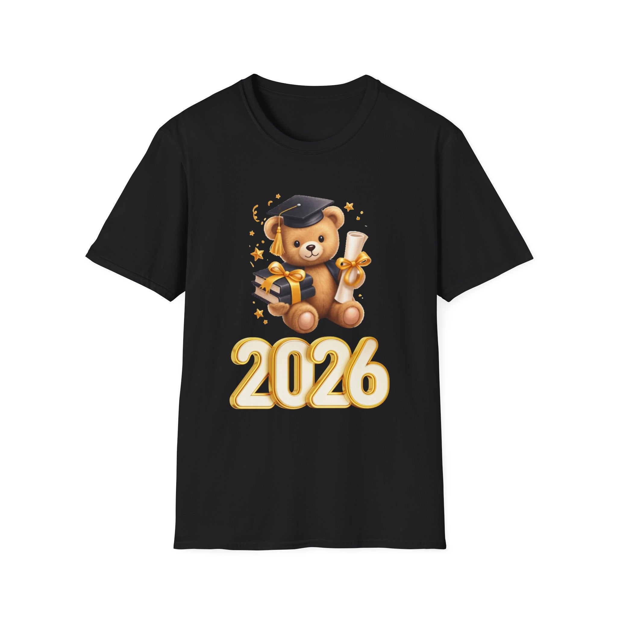 2026 Graduation Bear T-Shirt — Cute Teddy Grad Cap & Diploma Tee