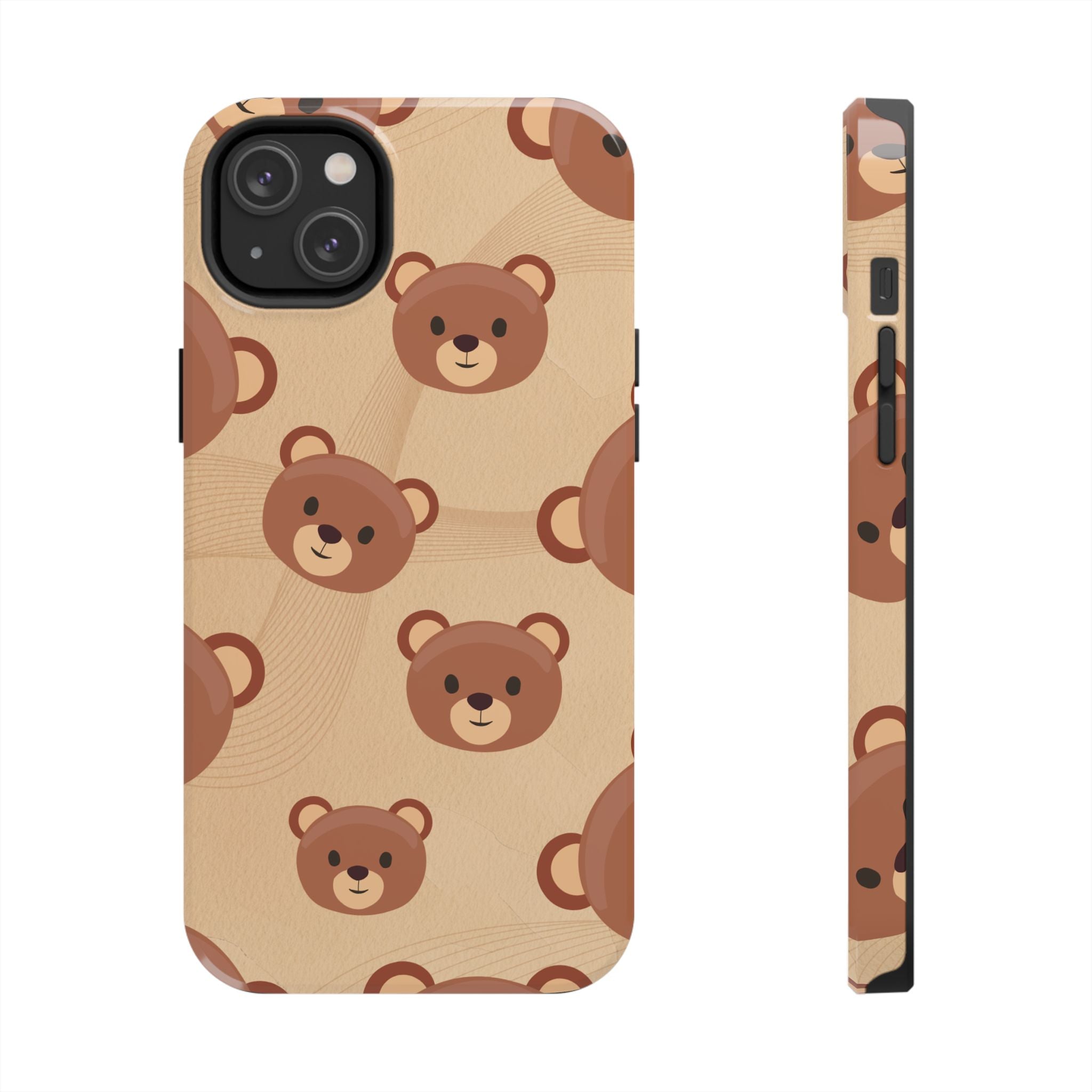 Bear Pattern Tough Phone Case — Cute Brown Bear Protective Phone Cover