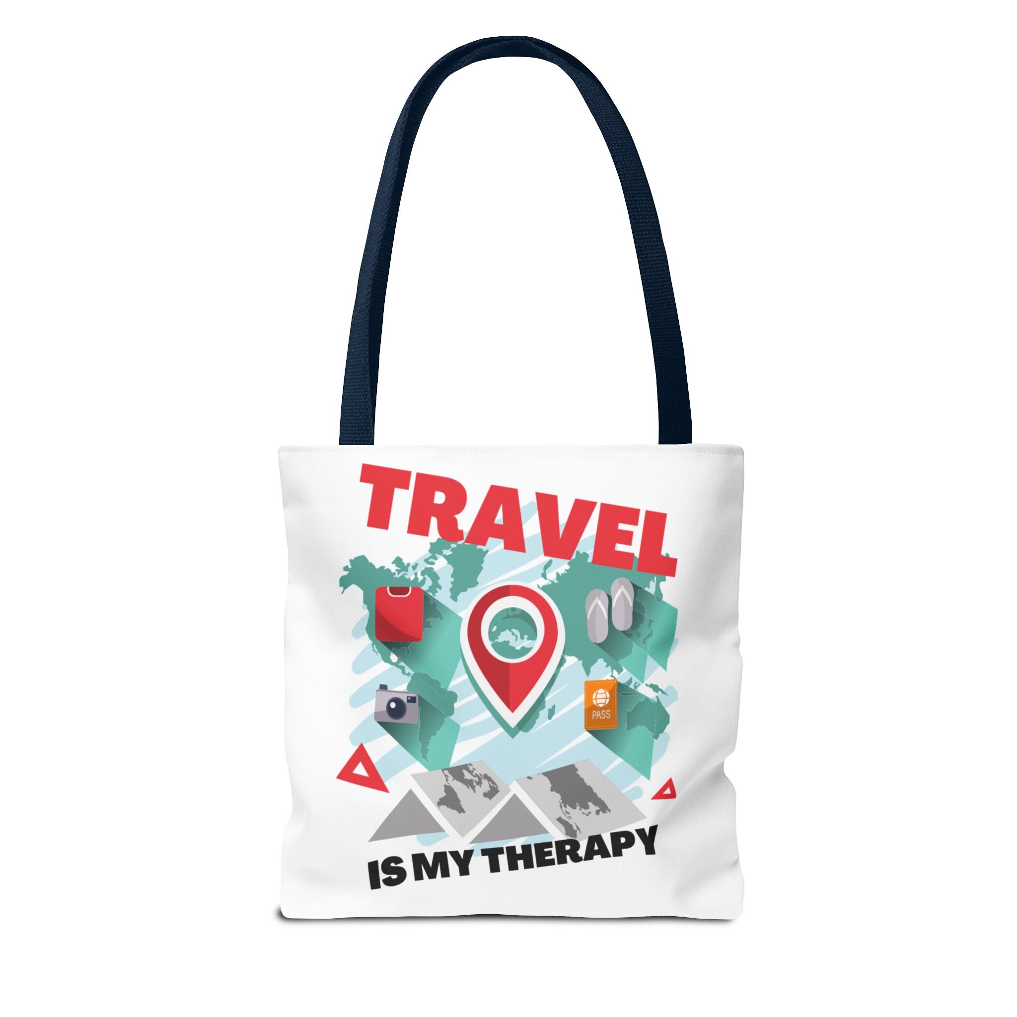 Travel Tote Bag - "Travel Is My Therapy" Canvas Shopper