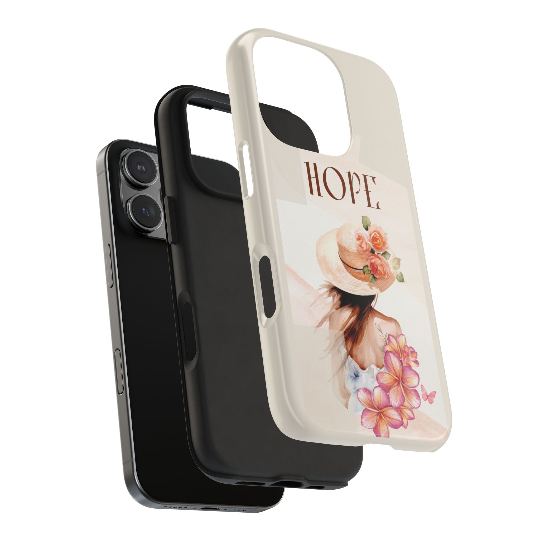 Hope Floral Tough Phone Case — Protective iPhone Case with Watercolor Girl & Flowers