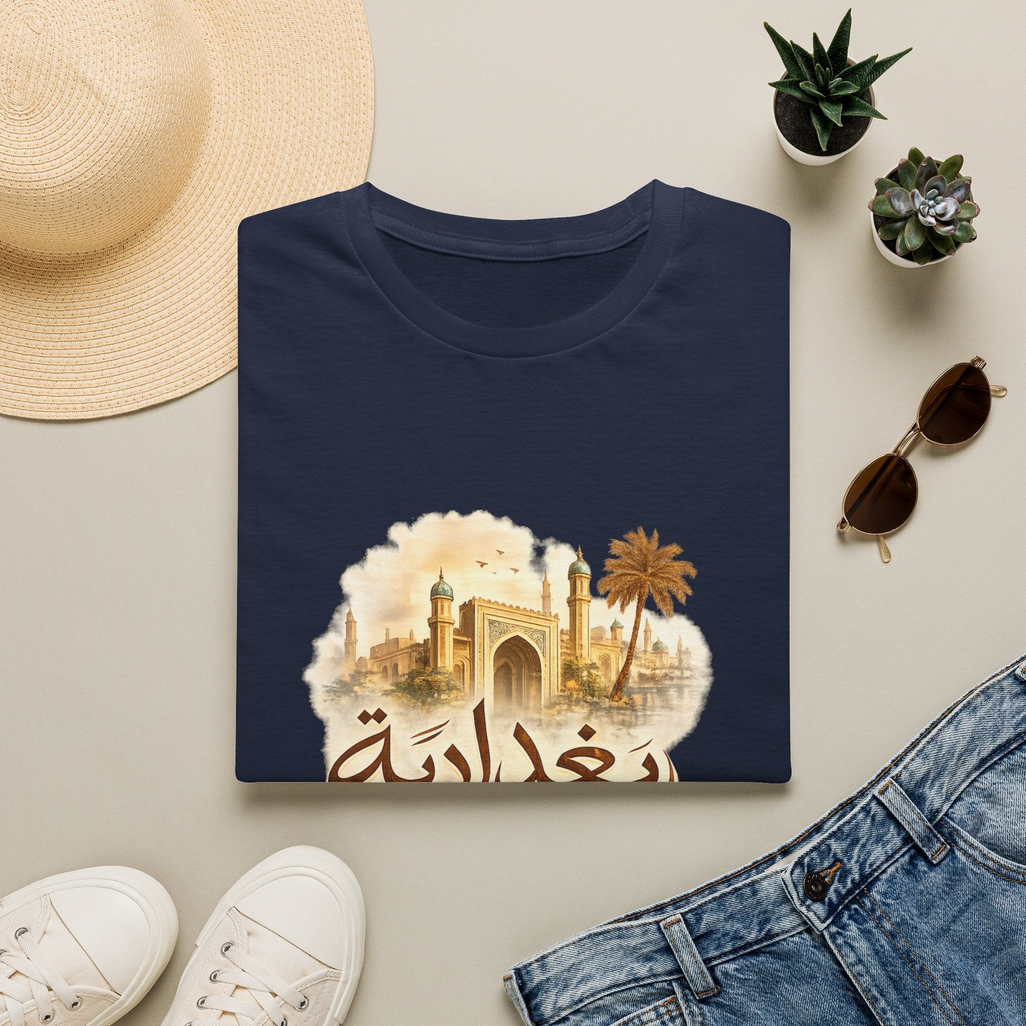 Baghdad Vintage Skyline T-Shirt — Arabic بغداد Design