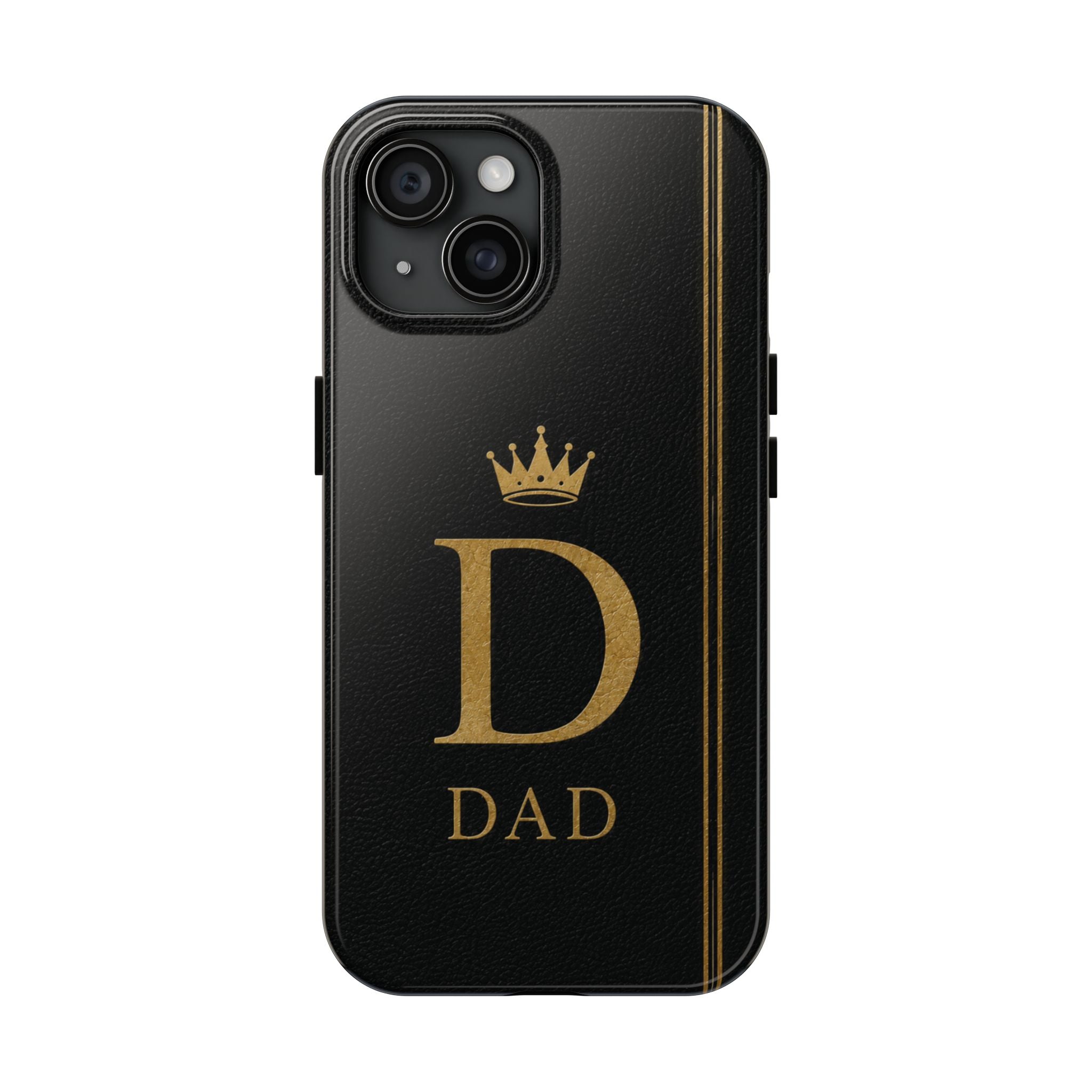 Dad Monogram Tough Phone Case — Black Gold Crown Initial