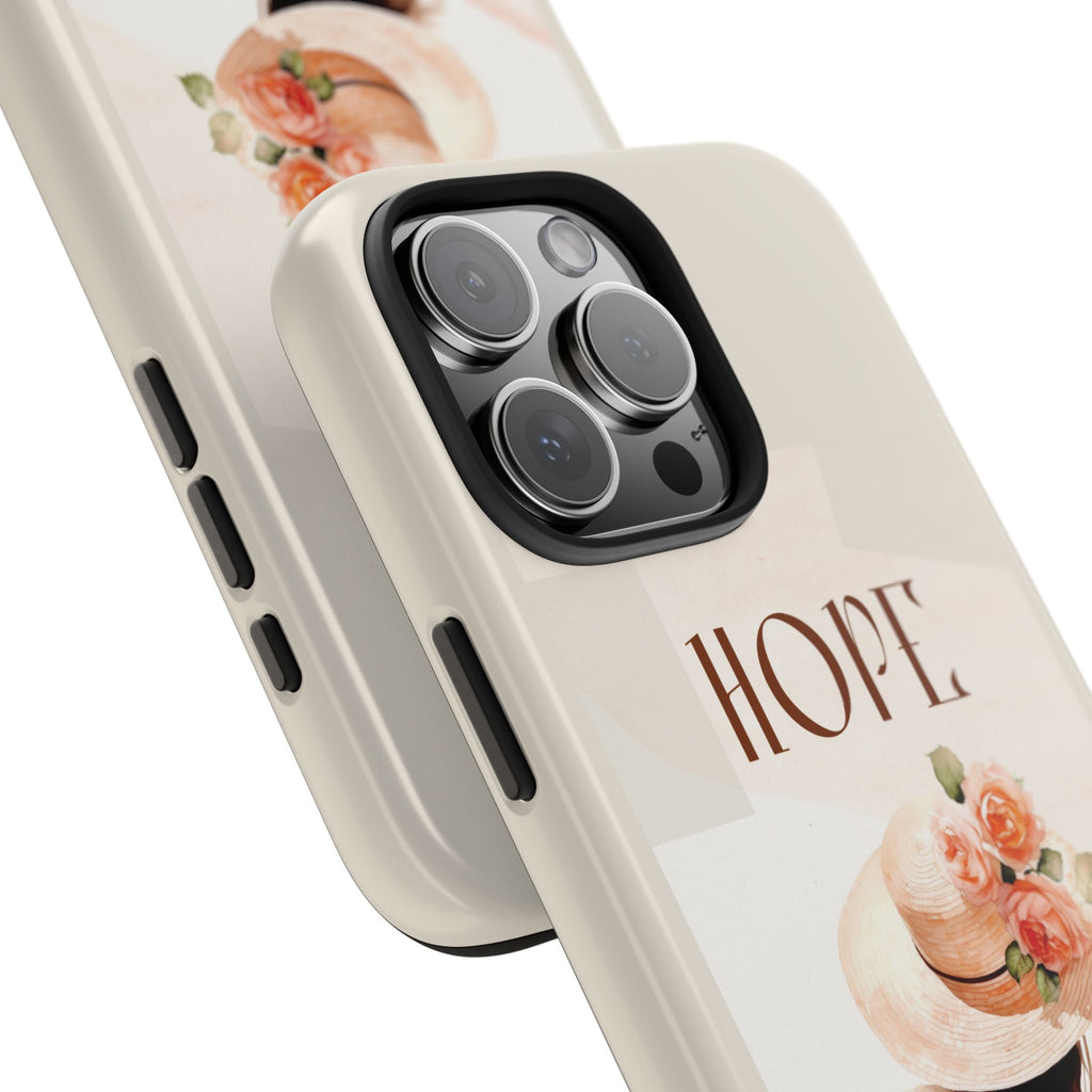 Hope Floral Tough Phone Case — Protective iPhone Case with Watercolor Girl & Flowers