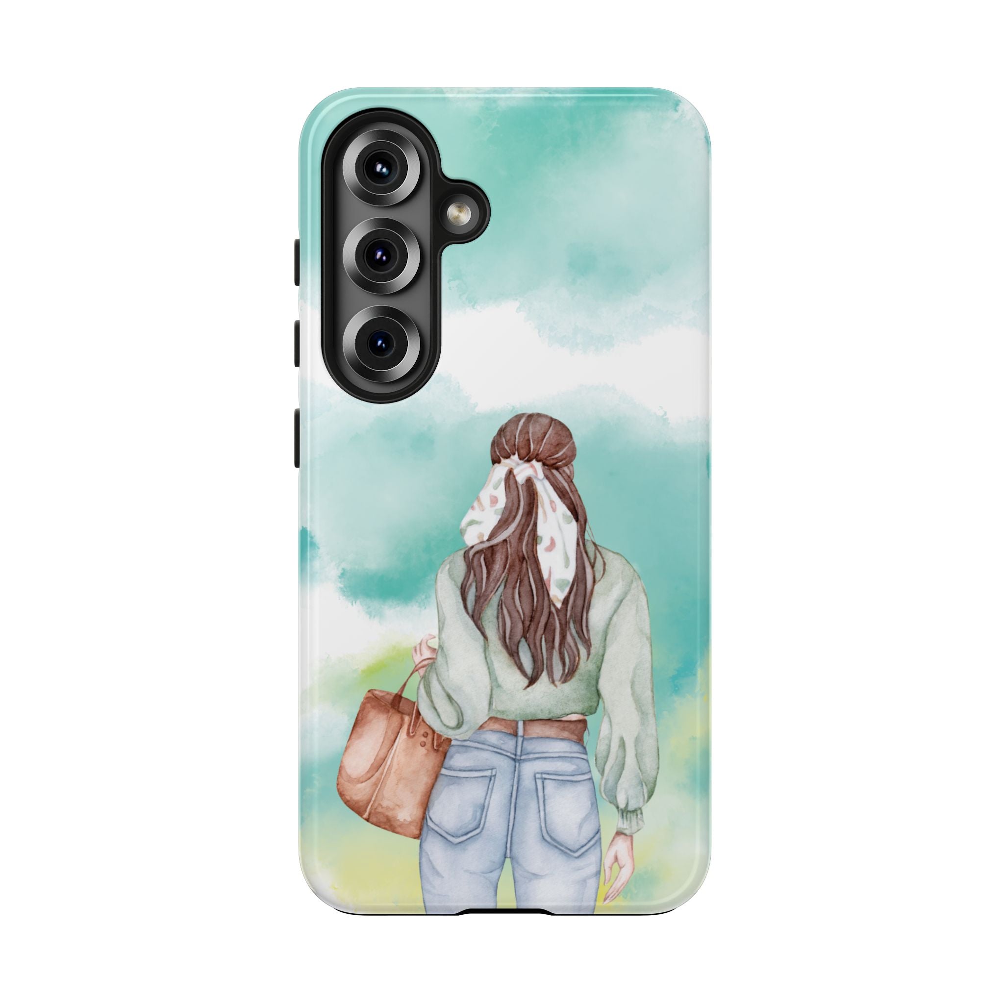 Watercolor Girl Tough Phone Case — Trendy Pastel Back-to-School Protective Cover