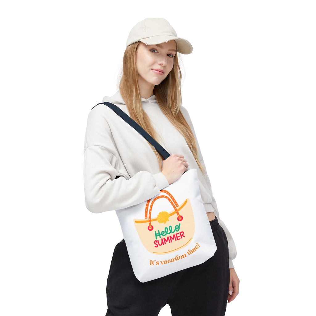 Hello Summer Tote Bag — "It's Vacation Time!" Beach Canvas Tote
