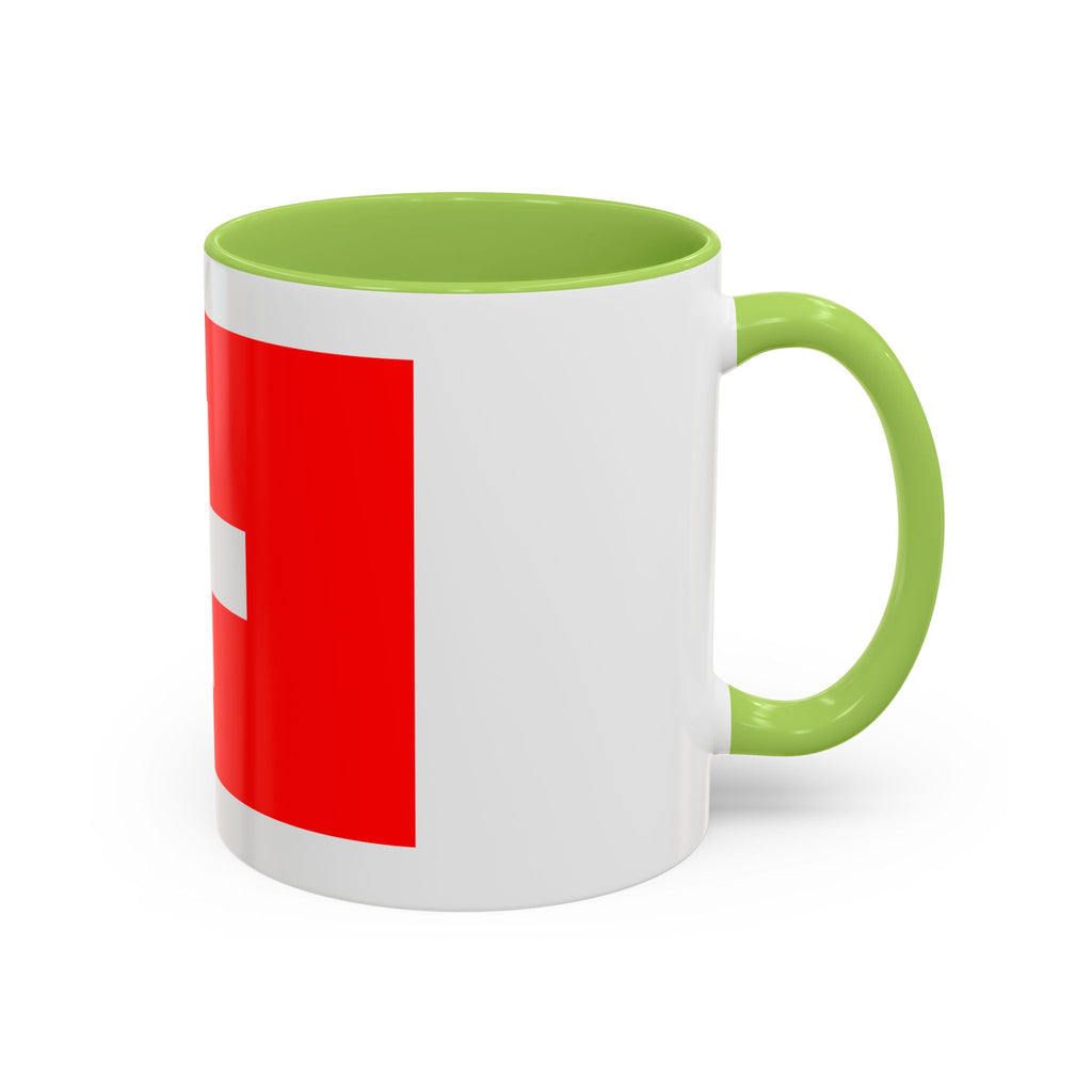 Switzerland Flag Accent Coffee Mug — Red White Swiss Cross Ceramic Mug (11/15oz)