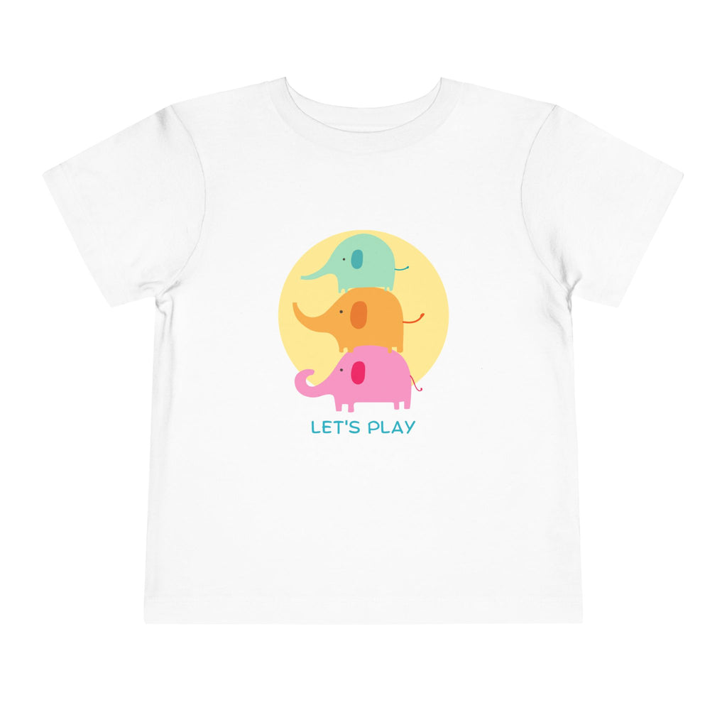 Toddler Tee — Colorful Stacked Elephants "Let's Play" Graphic