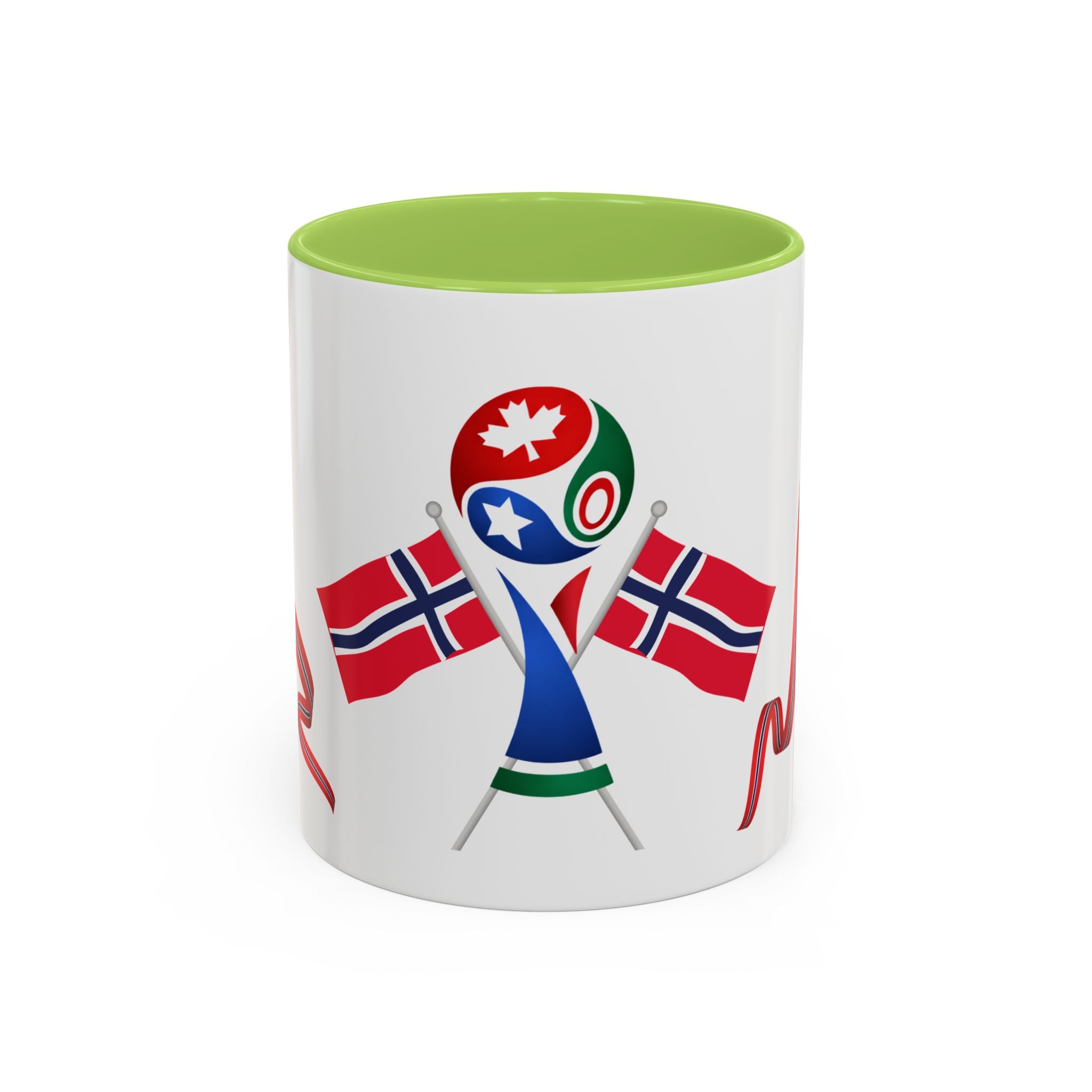 Norway Pride Coffee Mug — Norwegian Flag Ribbon & Cup Emblem Accent Mug