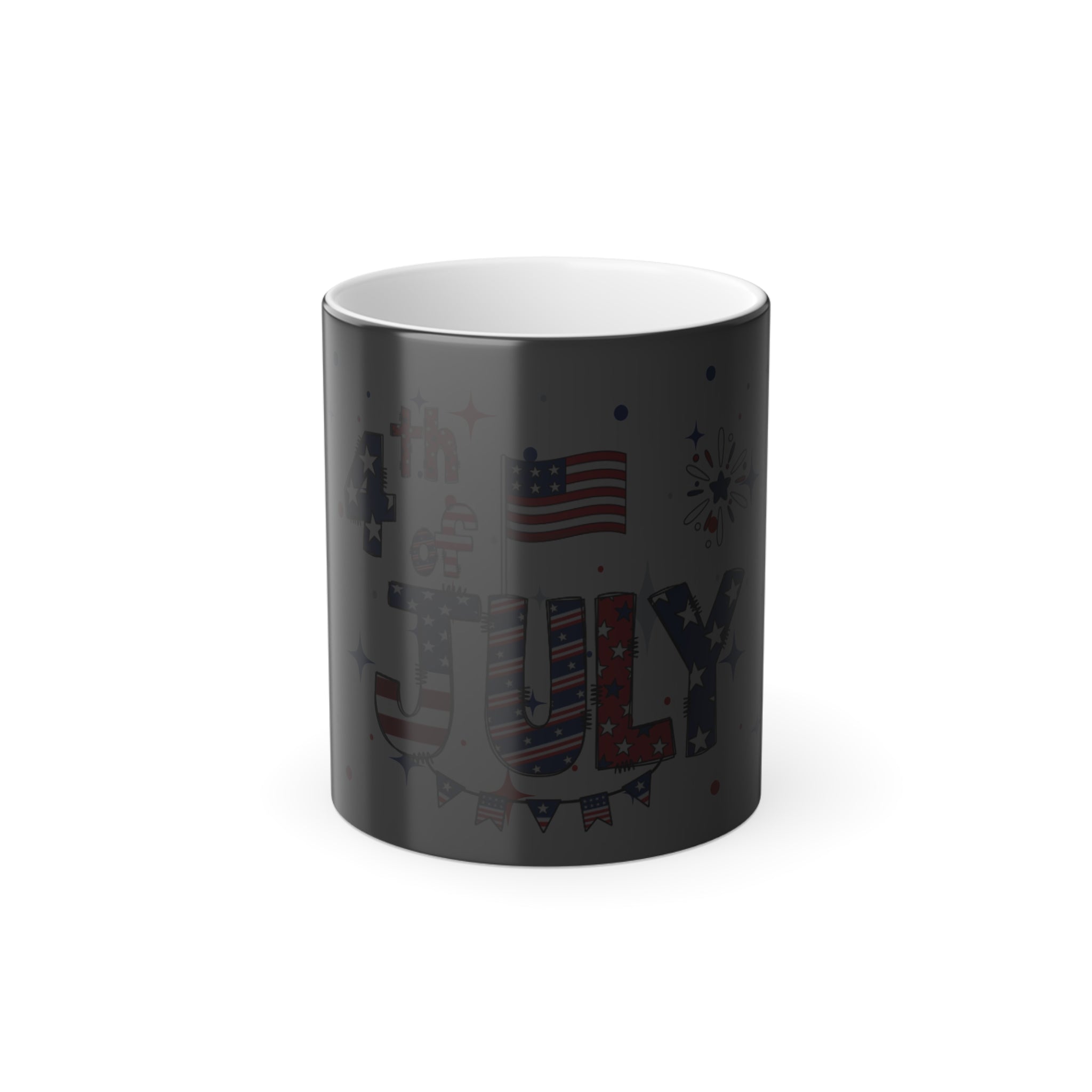 4th of July Color-Changing Mug, 11oz — Patriotic USA Flag Heat Reveal
