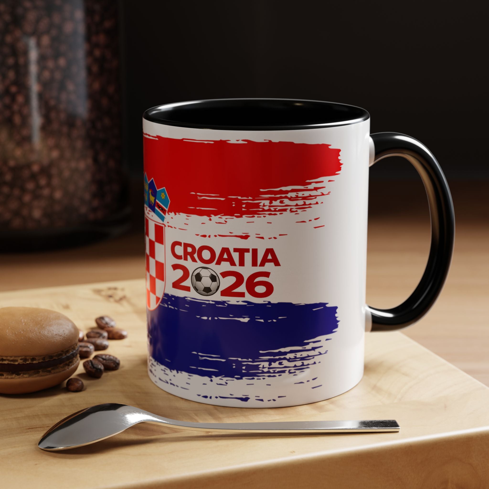 Croatia 2026 Accent Coffee Mug – Red White Blue Crest Soccer Fan Gift